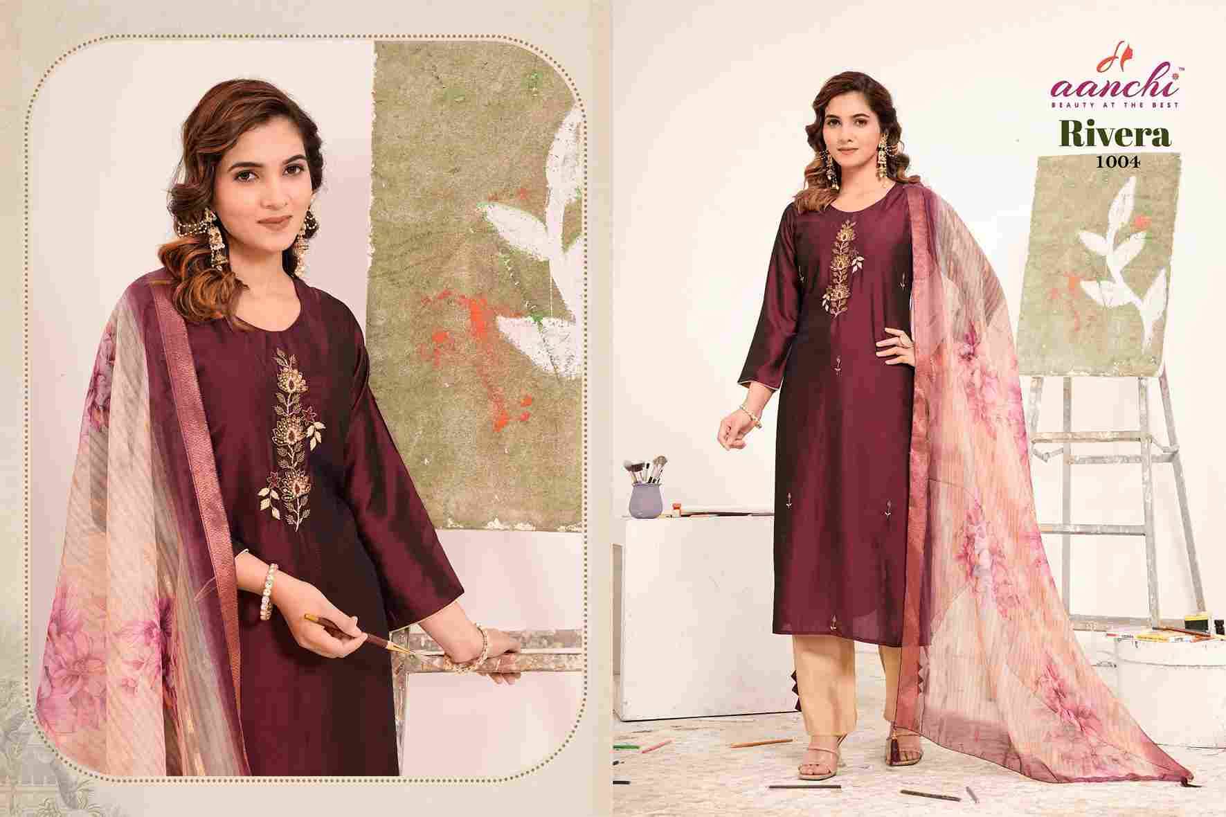 Rivera By Aanchi 1001 To 1004 Series Beautiful Suits Colorful Stylish Fancy Casual Wear & Ethnic Wear Rangeela Silk Dresses At Wholesale Price