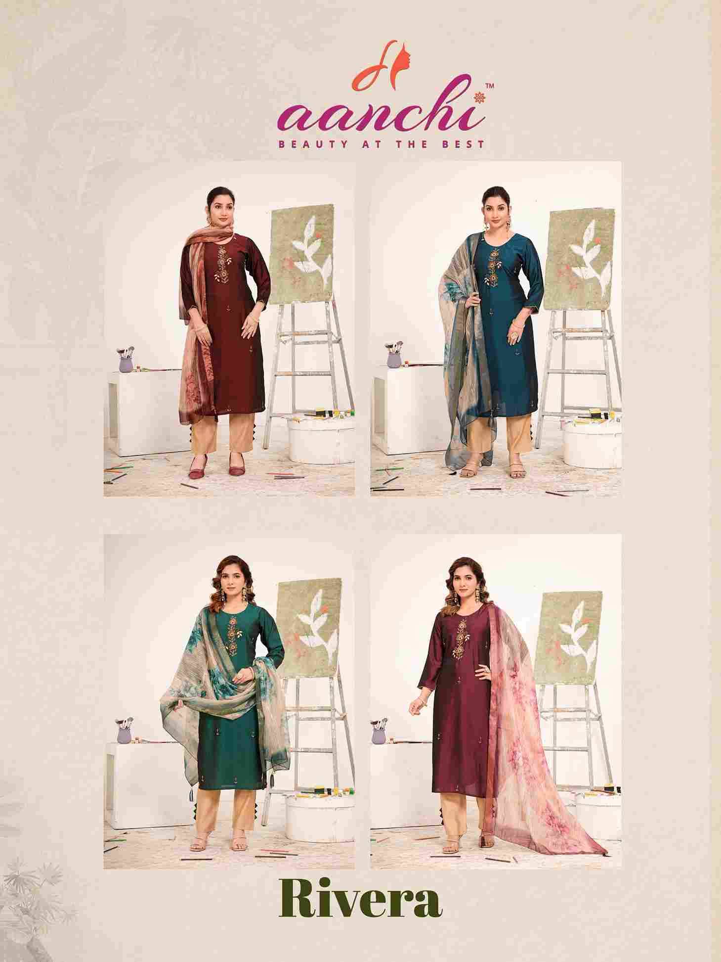 Rivera By Aanchi 1001 To 1004 Series Beautiful Suits Colorful Stylish Fancy Casual Wear & Ethnic Wear Rangeela Silk Dresses At Wholesale Price