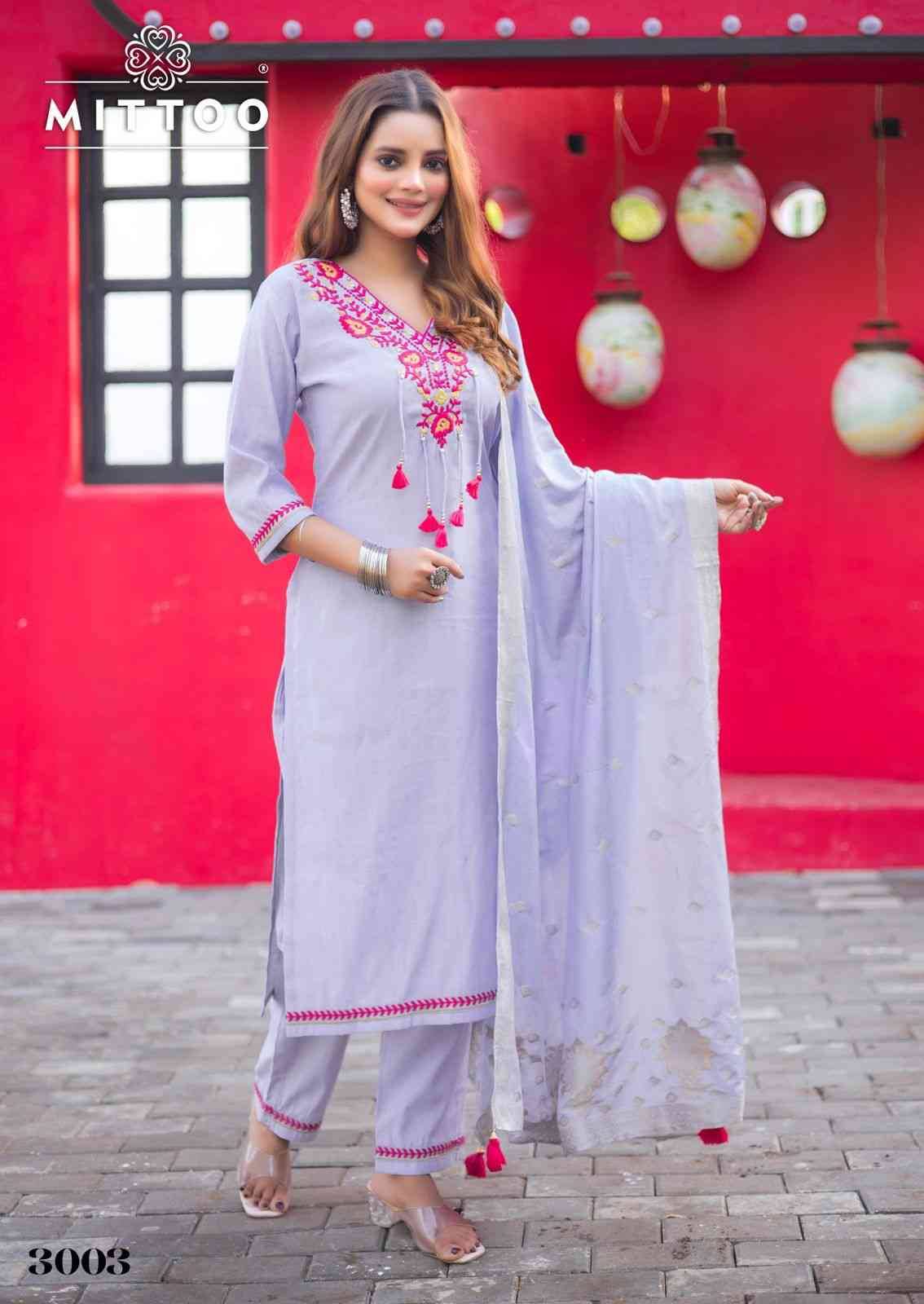 Mansa By Mittoo 3001 To 3006 Series Beautiful Stylish Festive Suits Fancy Colorful Casual Wear & Ethnic Wear & Ready To Wear Viscose Weaving Print Dresses At Wholesale Price