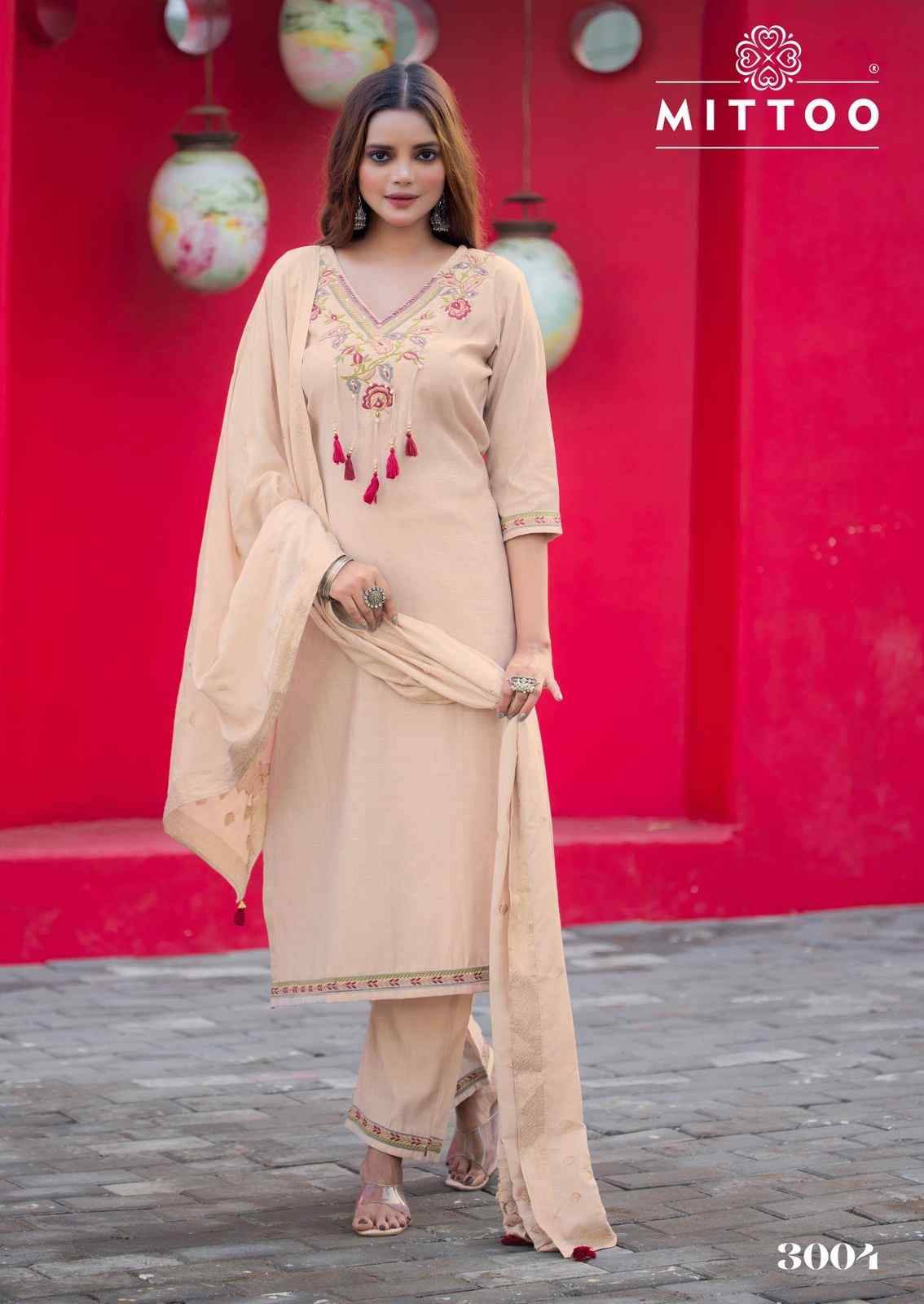 Mansa By Mittoo 3001 To 3006 Series Beautiful Stylish Festive Suits Fancy Colorful Casual Wear & Ethnic Wear & Ready To Wear Viscose Weaving Print Dresses At Wholesale Price