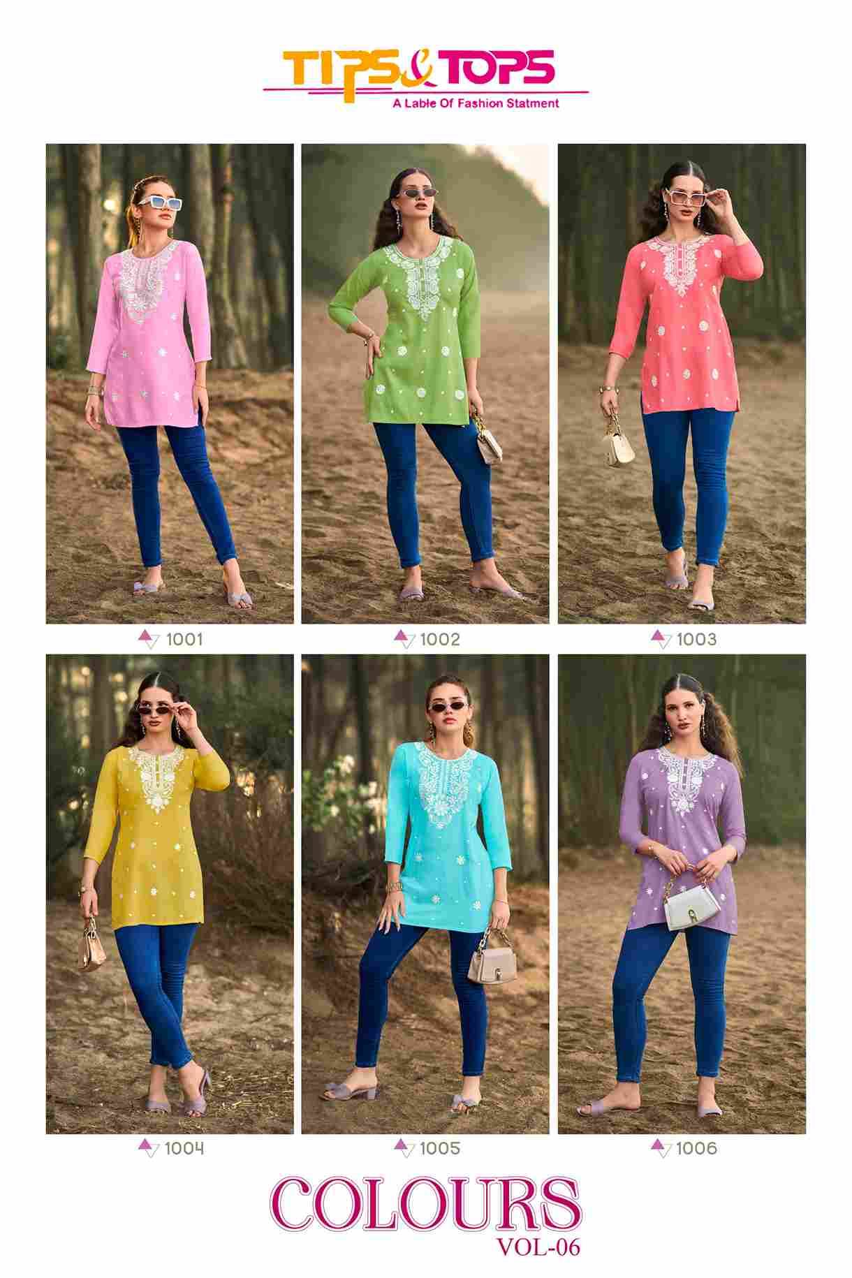 Colors Vol-6 By Tips And Tops 1001 To 1006 Series Designer Stylish Fancy Colorful Beautiful Party Wear & Ethnic Wear Collection Heavy Rayon Slub Tops At Wholesale Price