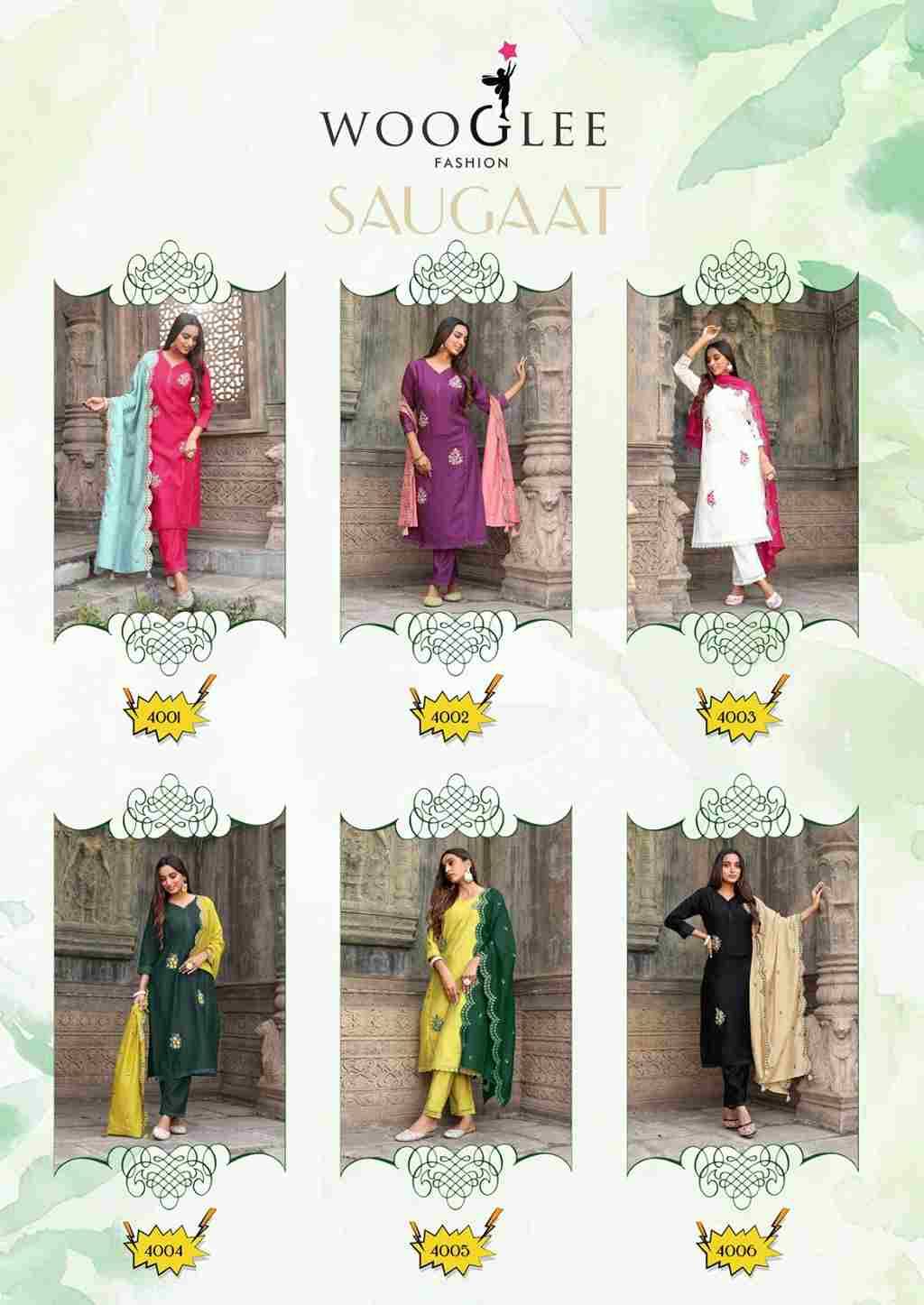 Saugaat By Wooglee 4001 To 4006 Series Beautiful Festive Suits Colorful Stylish Fancy Casual Wear & Ethnic Wear Viscose Weaving Dresses At Wholesale Price