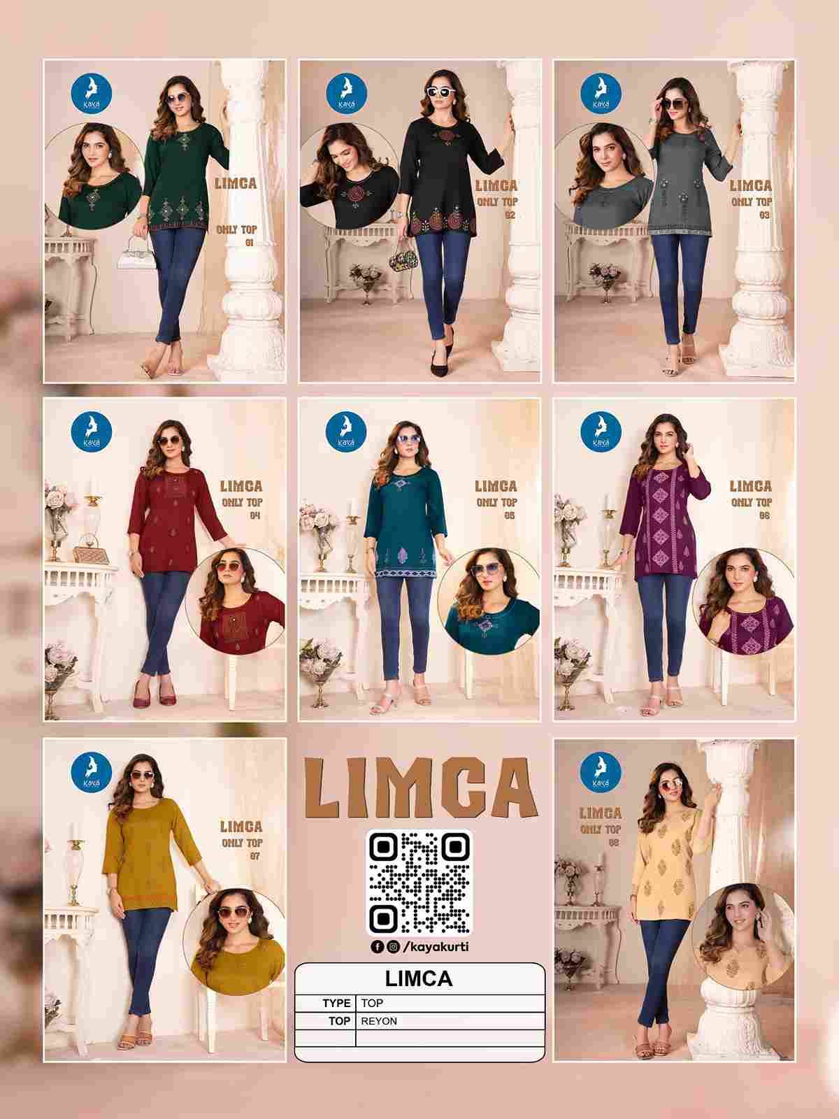 Limca By Kaya 01 To 08 Series Designer Stylish Fancy Colorful Beautiful Party Wear & Ethnic Wear Collection Rayon Printed Tops At Wholesale Price