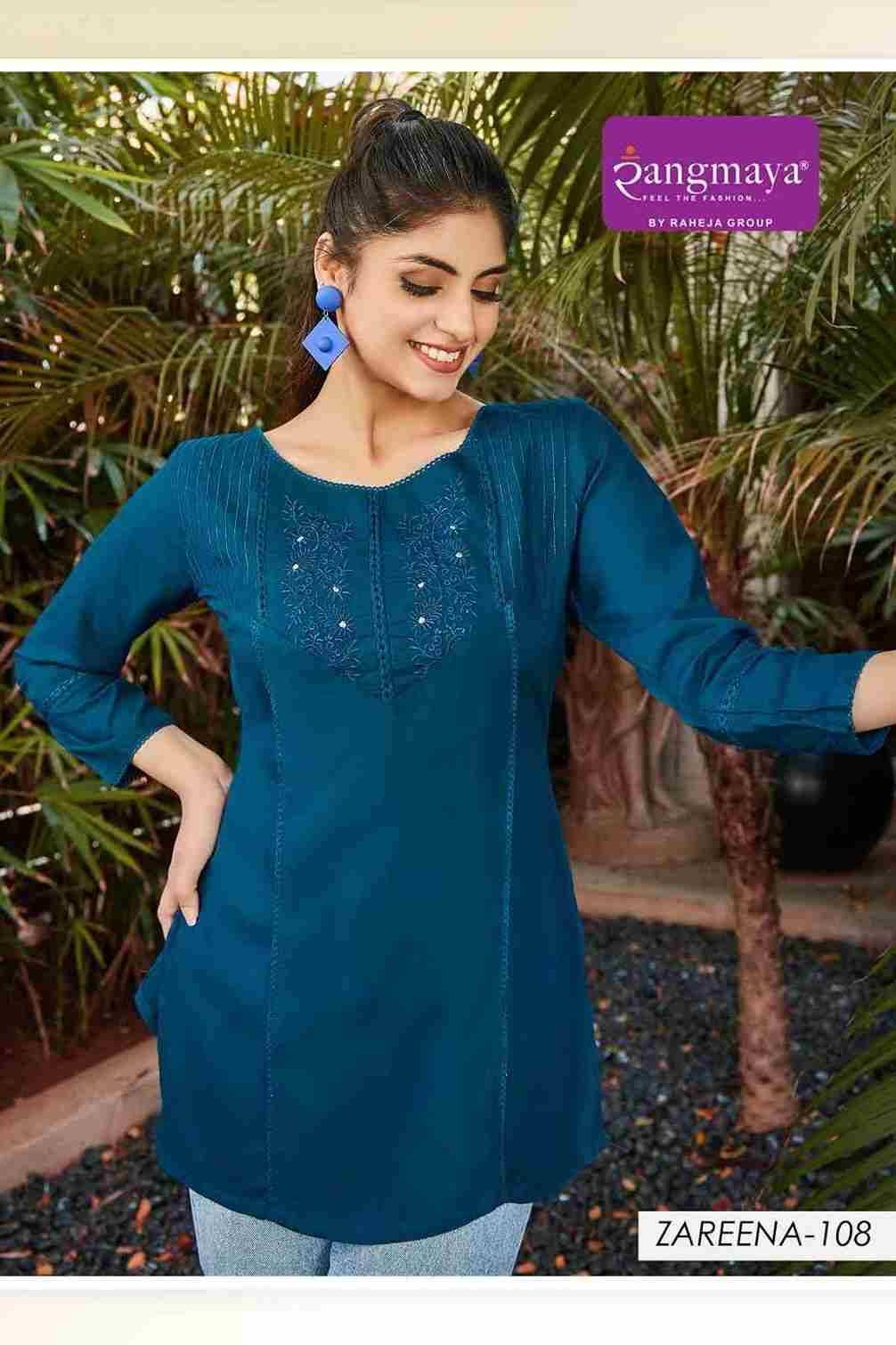 Zareena By Rangmaya 01 To 08 Series Designer Stylish Fancy Colorful Beautiful Party Wear & Ethnic Wear Collection Rayon Tops At Wholesale Price