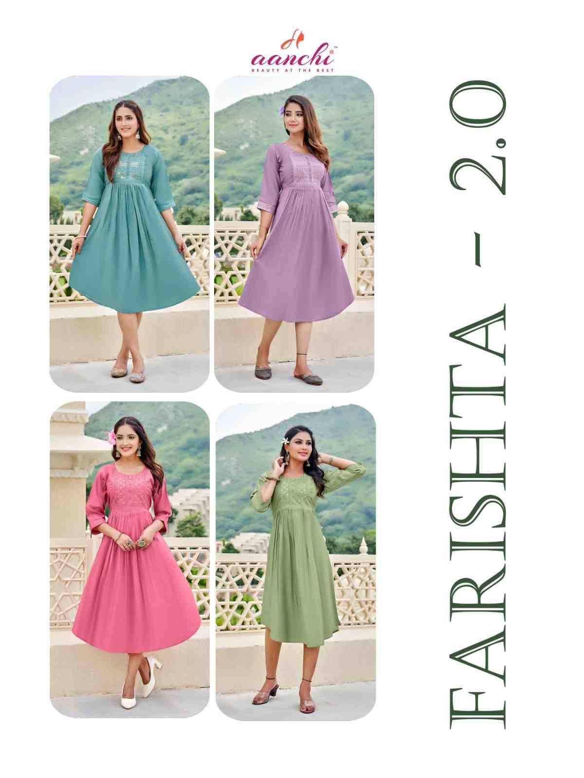 Farishta Vol-2 By Aanchi 1001 To 1004 Series Designer Stylish Fancy Colorful Beautiful Party Wear & Ethnic Wear Collection Roman Shimmer Kurtis At Wholesale Price