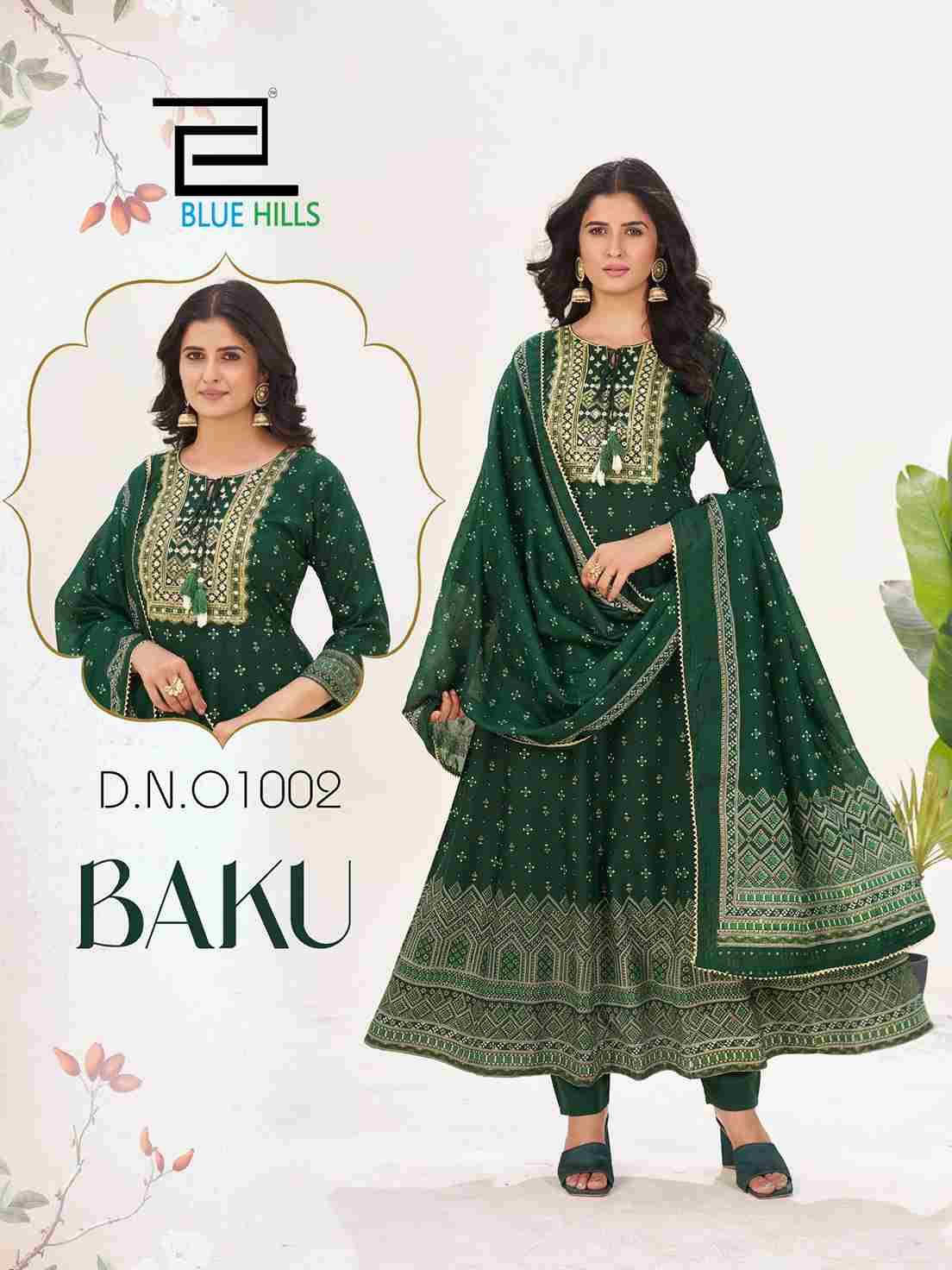 Baku By Blue Hills 1001 To 1006 Series Beautiful Festive Suits Colorful Stylish Fancy Casual Wear & Ethnic Wear Rayon With Work Dresses At Wholesale Price
