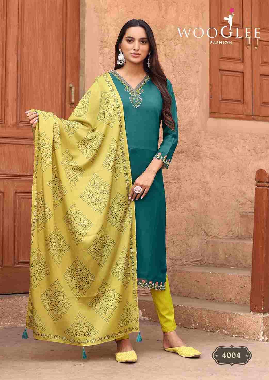 Sagaai Vol-2 By Wooglee 4001 To 4006 Series Festive Suits Beautiful Fancy Colorful Stylish Party Wear & Occasional Wear Viscose Dresses At Wholesale Price