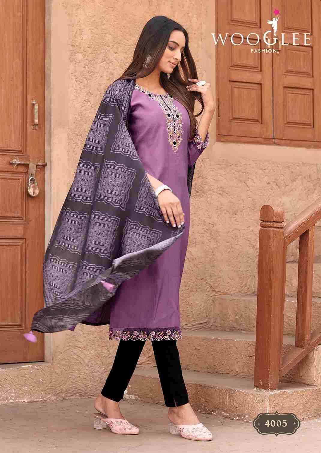 Sagaai Vol-2 By Wooglee 4001 To 4006 Series Festive Suits Beautiful Fancy Colorful Stylish Party Wear & Occasional Wear Viscose Dresses At Wholesale Price