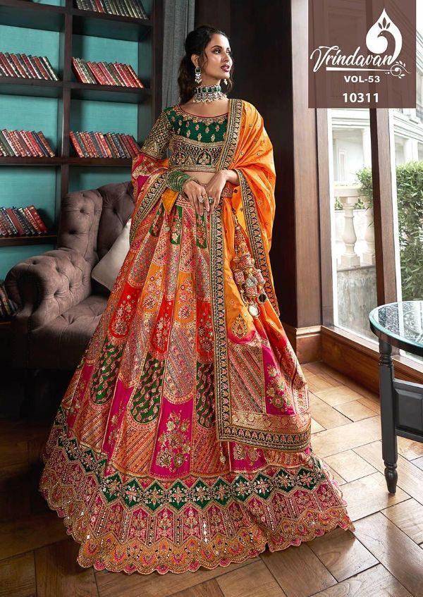 Vrindavan Hit Design 10311 By Vrindavan Designer Beautiful Wedding Collection Occasional Wear & Party Wear Silk Lehengas At Wholesale Price