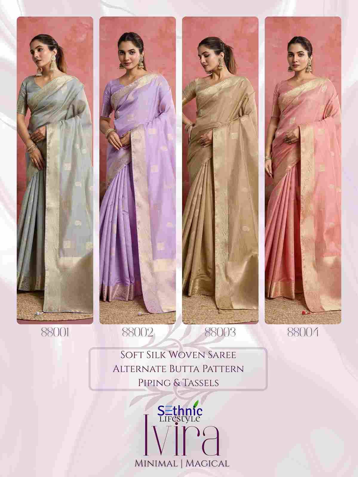 Ivira By Sethnic 88001 To 88004 Series Indian Traditional Wear Collection Beautiful Stylish Fancy Colorful Party Wear & Occasional Wear Soft Silk Sarees At Wholesale Price