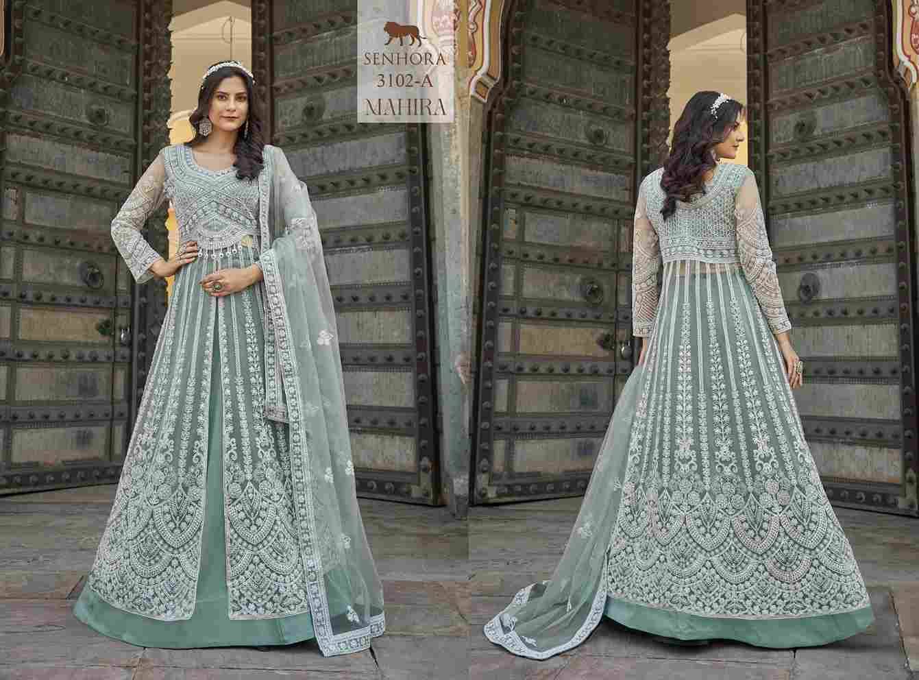 Mahira By Senhora Dresses 3102-A To 3102-D Series Beautiful Anarkali Suits Stylish Fancy Colorful Casual Wear & Ethnic Wear Pure Net Dresses At Wholesale Price