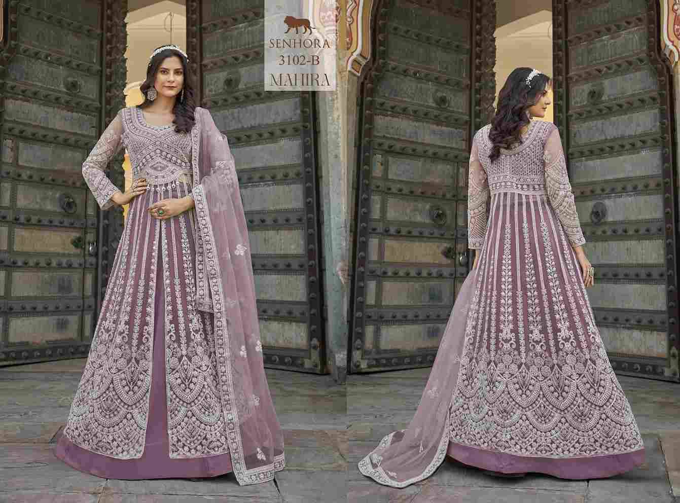Mahira By Senhora Dresses 3102-A To 3102-D Series Beautiful Anarkali Suits Stylish Fancy Colorful Casual Wear & Ethnic Wear Pure Net Dresses At Wholesale Price