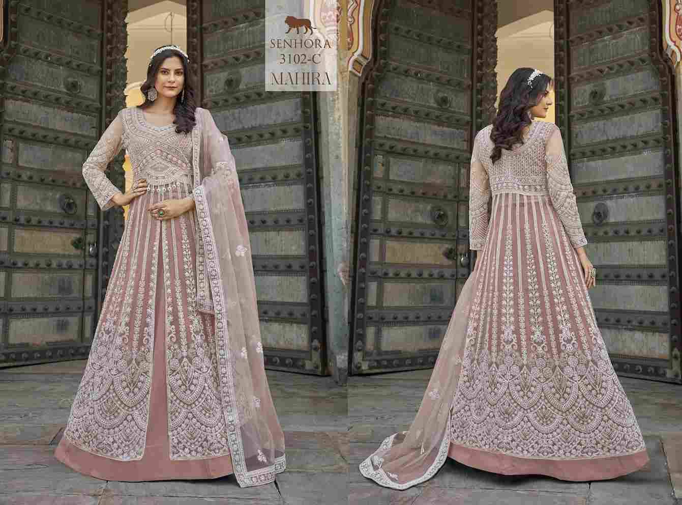 Mahira By Senhora Dresses 3102-A To 3102-D Series Beautiful Anarkali Suits Stylish Fancy Colorful Casual Wear & Ethnic Wear Pure Net Dresses At Wholesale Price