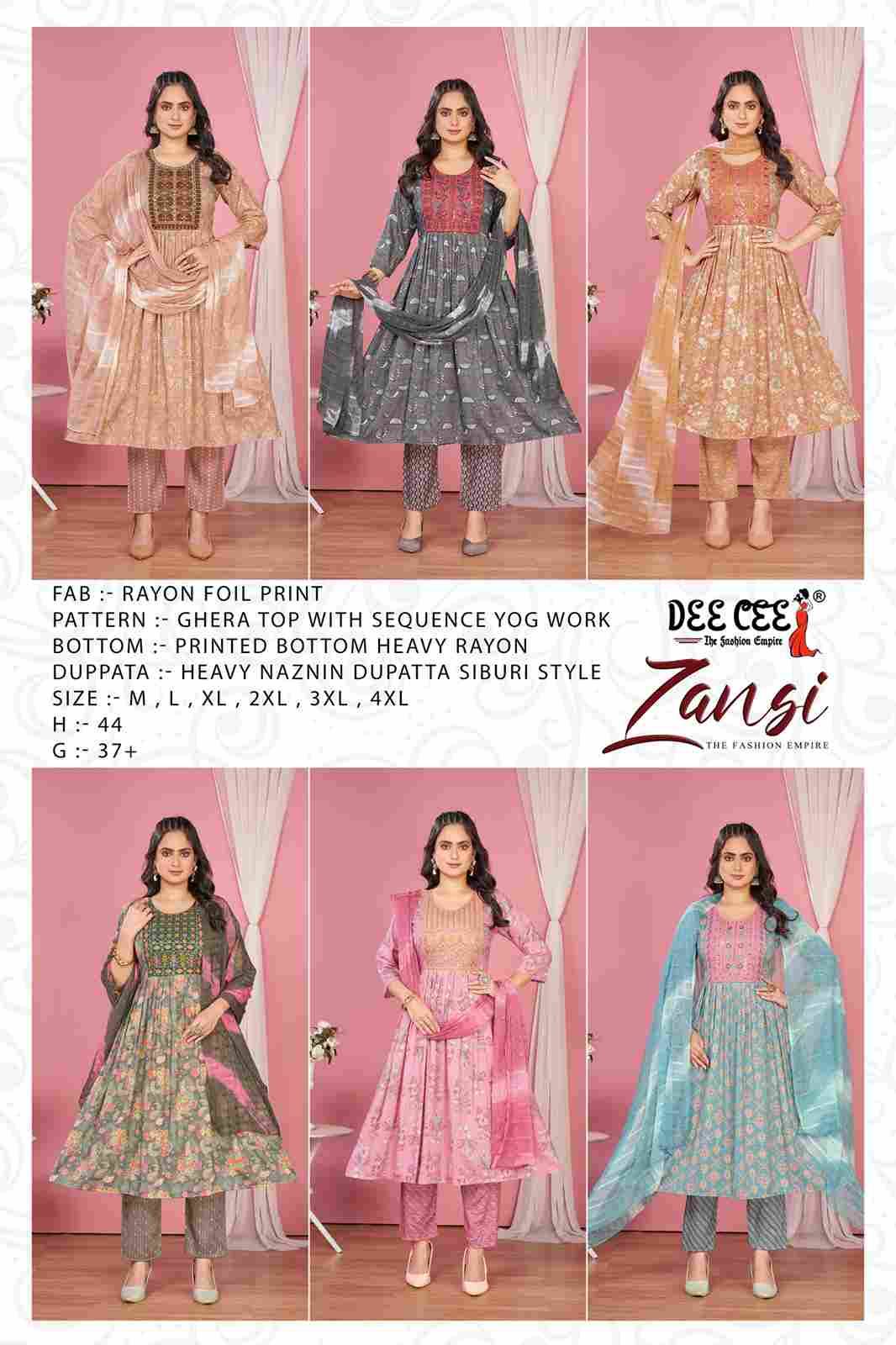 Zansi By Dee Cee 101 To 106 Series Beautiful Anarkali Suits Stylish Fancy Colorful Casual Wear & Ethnic Wear Rayon Foil Dresses At Wholesale Price