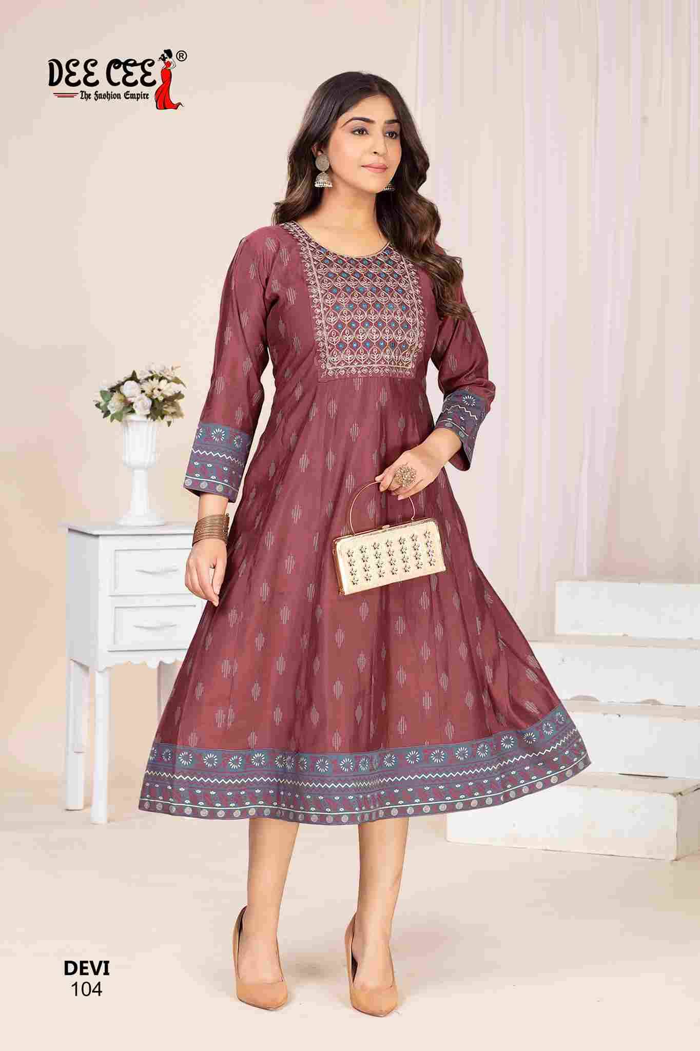 Devi By Dee Cee 101 To 106 Series Designer Stylish Fancy Colorful Beautiful Party Wear & Ethnic Wear Collection Chanderi Kurtis At Wholesale Price