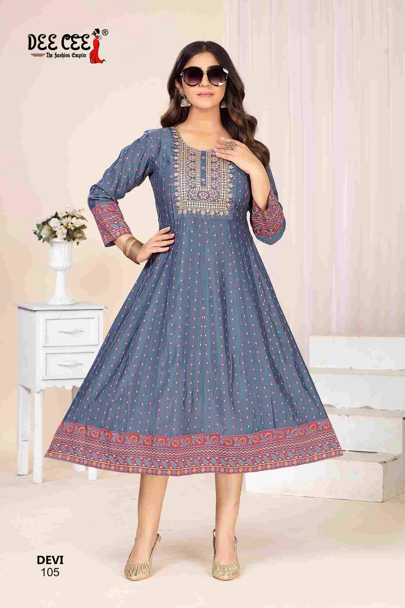 Devi By Dee Cee 101 To 106 Series Designer Stylish Fancy Colorful Beautiful Party Wear & Ethnic Wear Collection Chanderi Kurtis At Wholesale Price