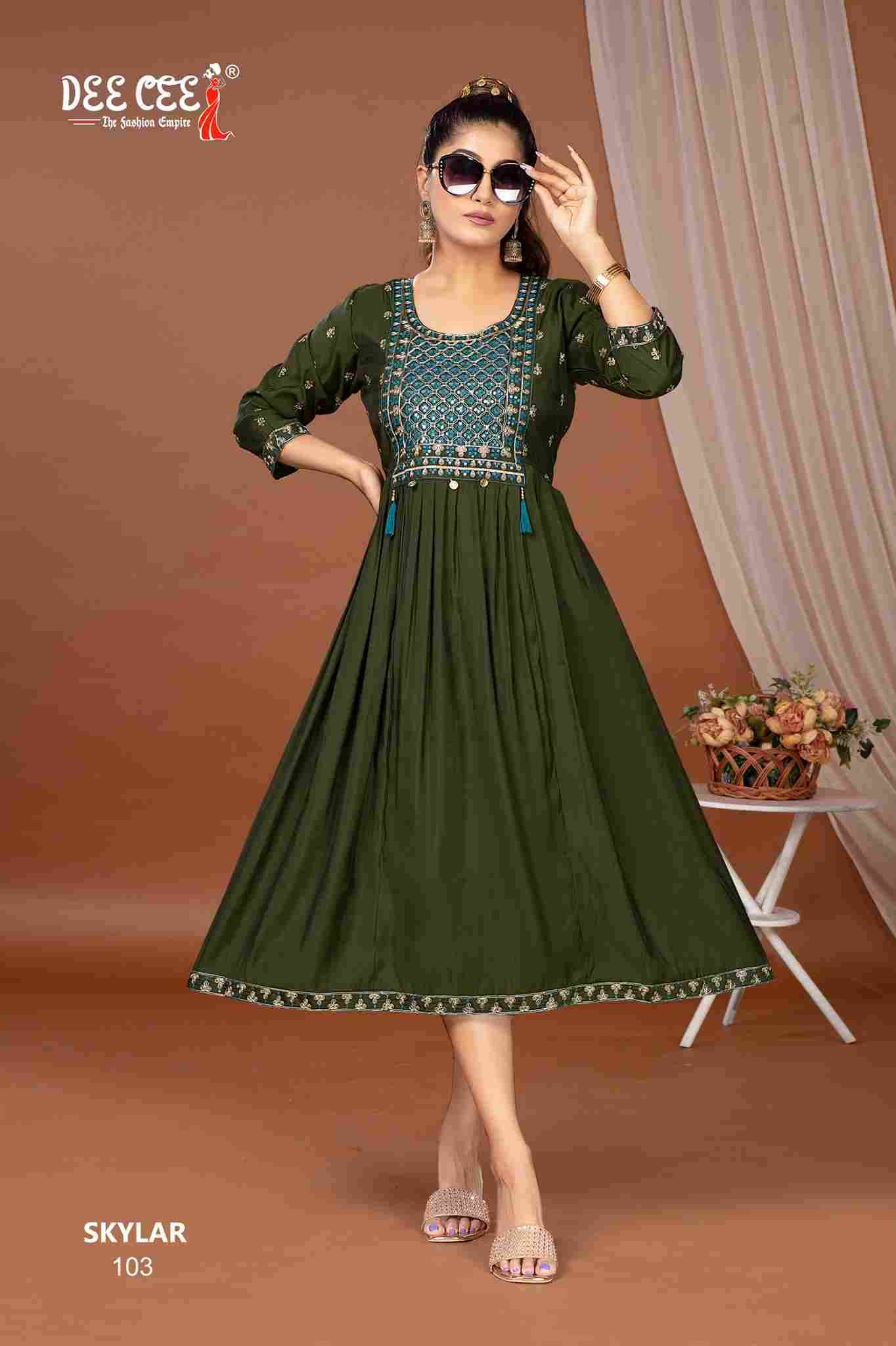 Skylar By Dee Cee 101 To 106 Series Designer Stylish Fancy Colorful Beautiful Party Wear & Ethnic Wear Collection Roman Silk Kurtis At Wholesale Price