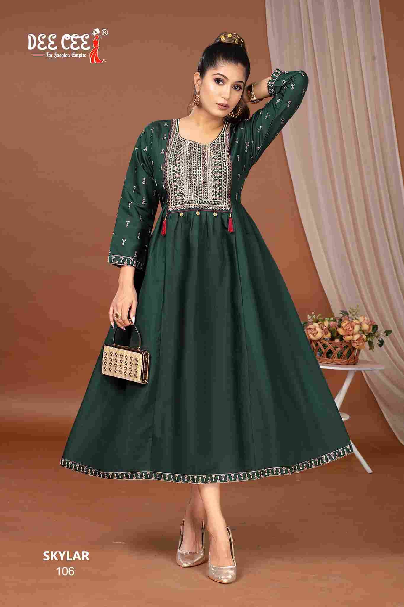 Skylar By Dee Cee 101 To 106 Series Designer Stylish Fancy Colorful Beautiful Party Wear & Ethnic Wear Collection Roman Silk Kurtis At Wholesale Price