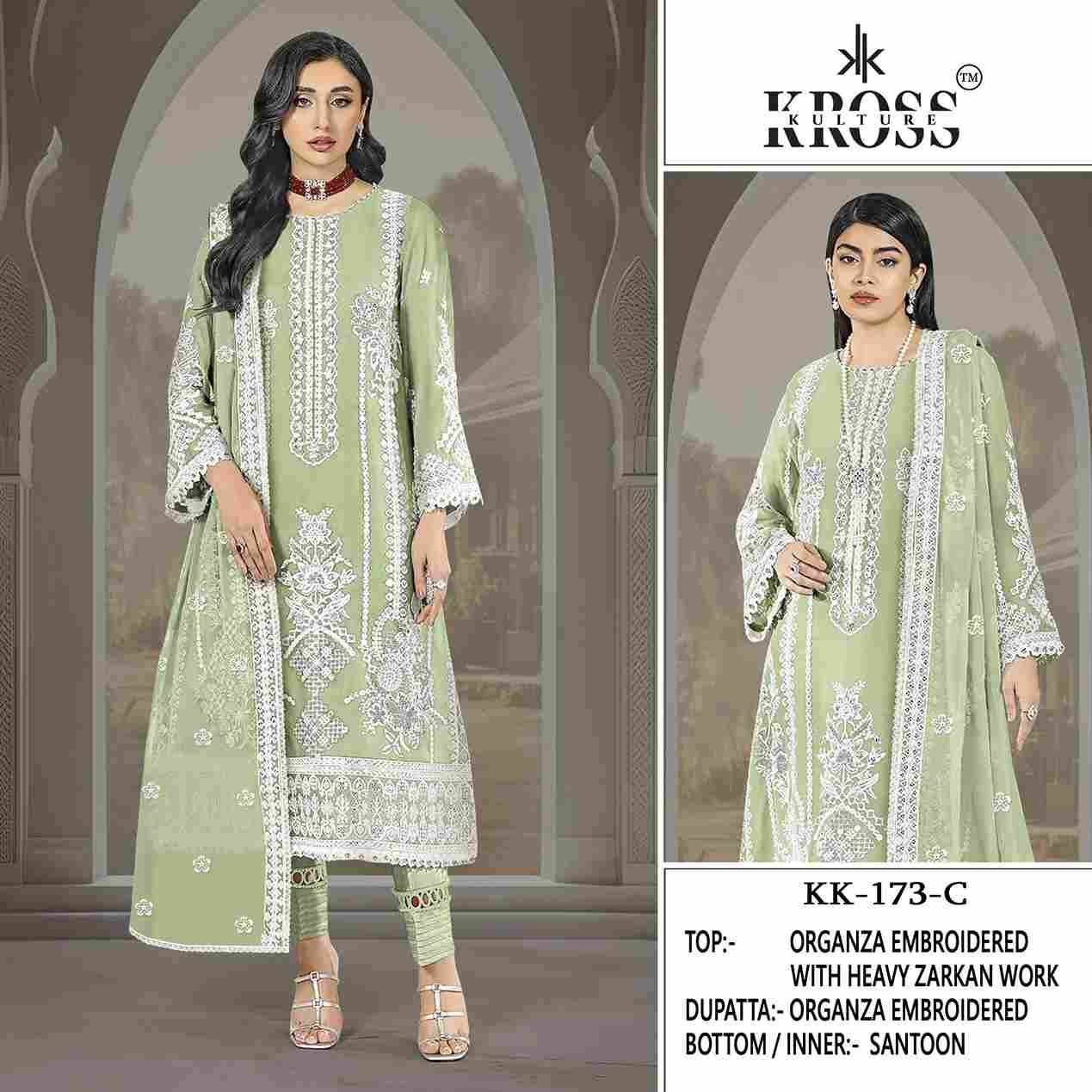 Kross Kulture Hit Design 173 Colours By Kross Kulture 173-A To 173-D Series Beautiful Pakistani Suits Colorful Stylish Fancy Casual Wear & Ethnic Wear Organza With Embroidered Dresses At Wholesale Price