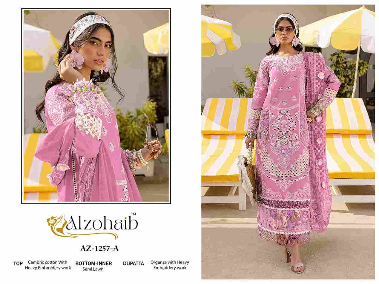 Alzohaib-1257 Colours By Alzohaib 1257-A To 1257-B Series Beautiful Pakistani Suits Stylish Fancy Colorful Party Wear & Occasional Wear Cambric Cotton Print Dresses At Wholesale Price