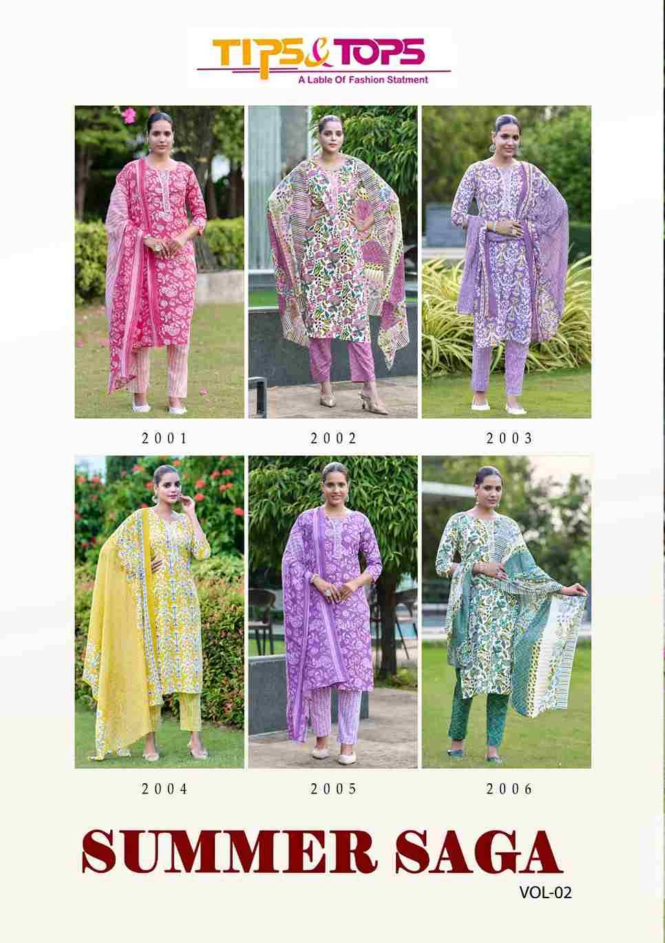 Summer Saga Vol-2 By Tips And Tops 2001 To 2006 Series Designer Festive Suits Beautiful Stylish Fancy Colorful Party Wear & Occasional Wear Pure Cotton Dresses At Wholesale Price