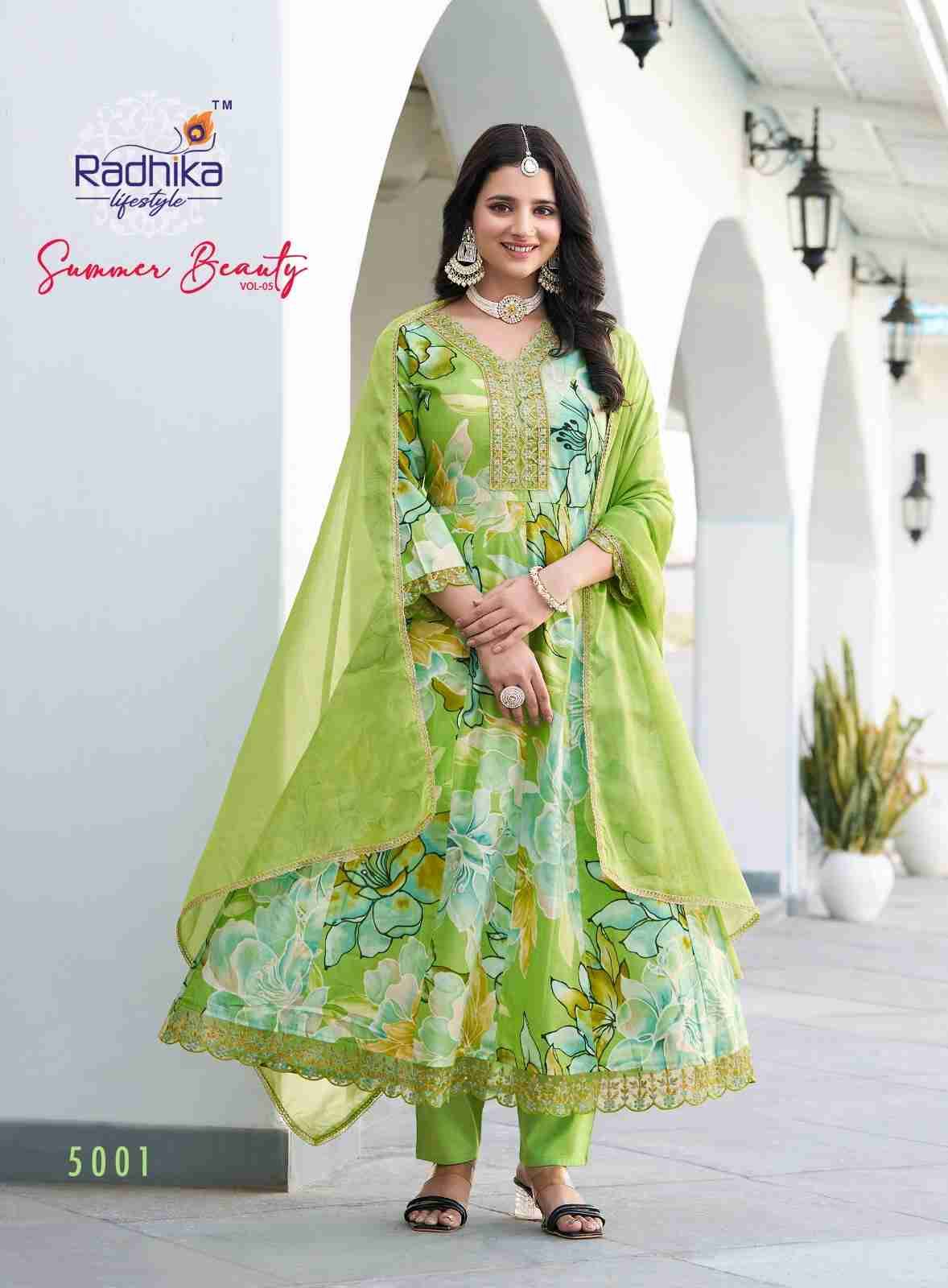 Summer Beauty Vol-5 By Radhika Lifestyle 5001 To 5006 Series Designer Festive Suits Beautiful Stylish Fancy Colorful Party Wear & Occasional Wear Cotton Print Dresses At Wholesale Price