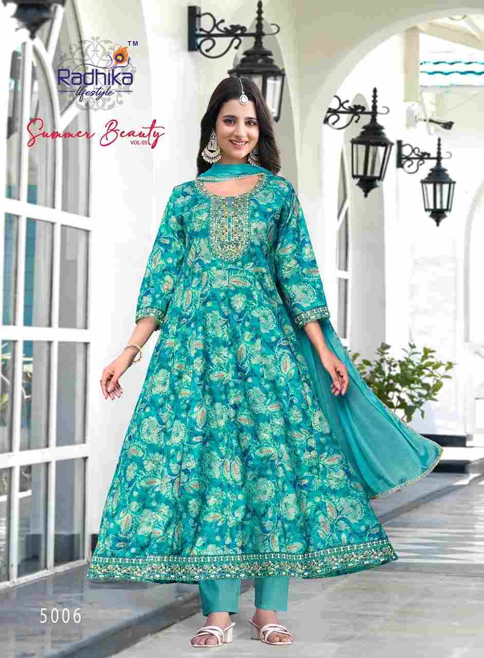 Summer Beauty Vol-5 By Radhika Lifestyle 5001 To 5006 Series Designer Festive Suits Beautiful Stylish Fancy Colorful Party Wear & Occasional Wear Cotton Print Dresses At Wholesale Price