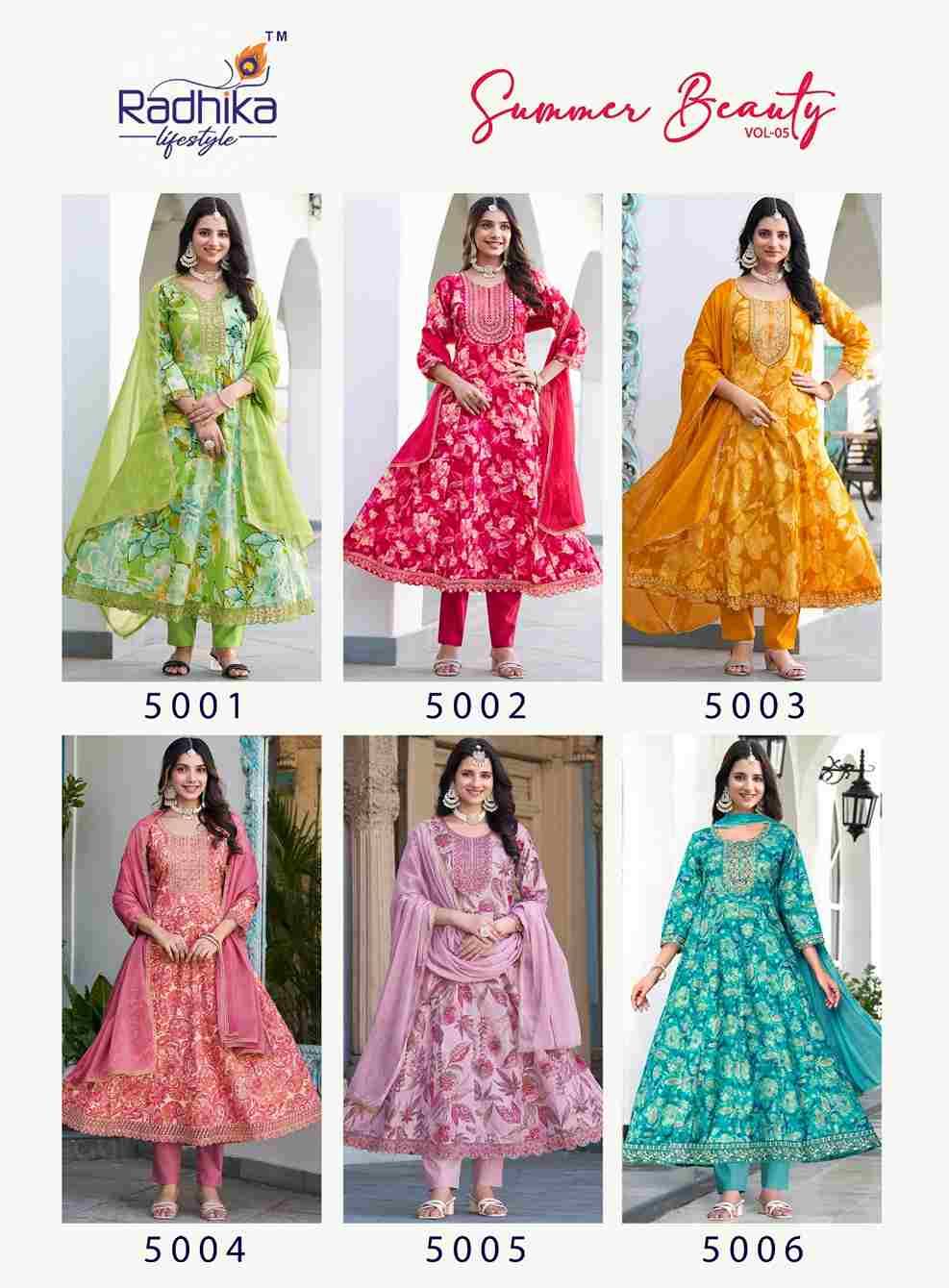 Summer Beauty Vol-5 By Radhika Lifestyle 5001 To 5006 Series Designer Festive Suits Beautiful Stylish Fancy Colorful Party Wear & Occasional Wear Cotton Print Dresses At Wholesale Price