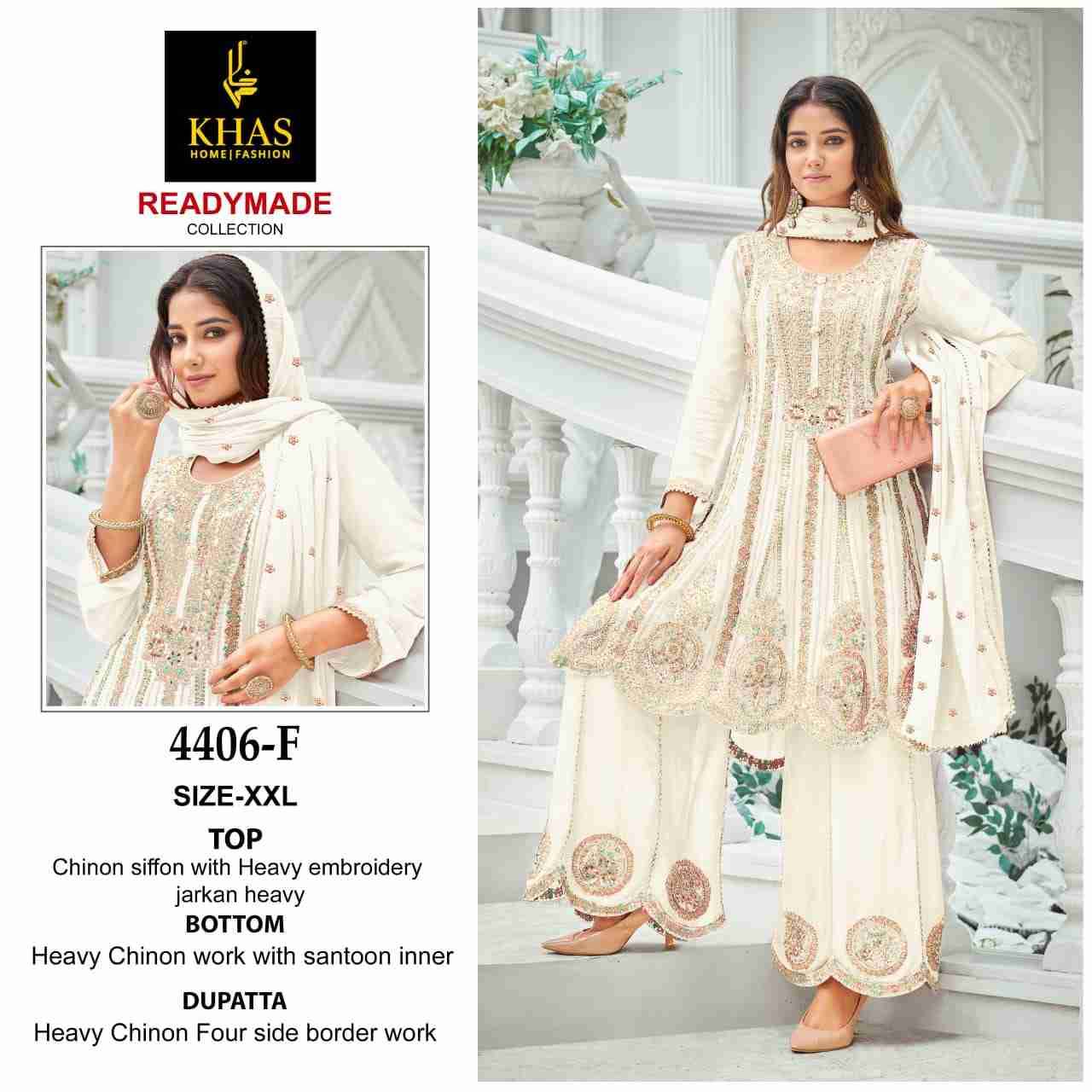 Khas 4406 Colours Vol-2 By Khas 4406-D To 4406-F Series Beautiful Pakistani Suits Colorful Stylish Fancy Casual Wear & Ethnic Wear Chinnon Chiffon Embroidered Dresses At Wholesale Price