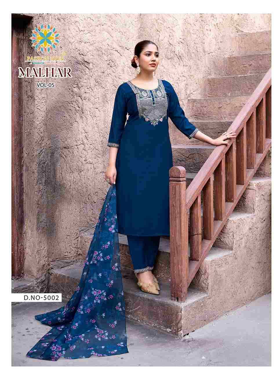 Malhar Vol-5 By Passion Tree 5001 To 5006 Series Beautiful Stylish Festive Suits Fancy Colorful Casual Wear & Ethnic Wear & Ready To Wear Roman Silk Dresses At Wholesale Price