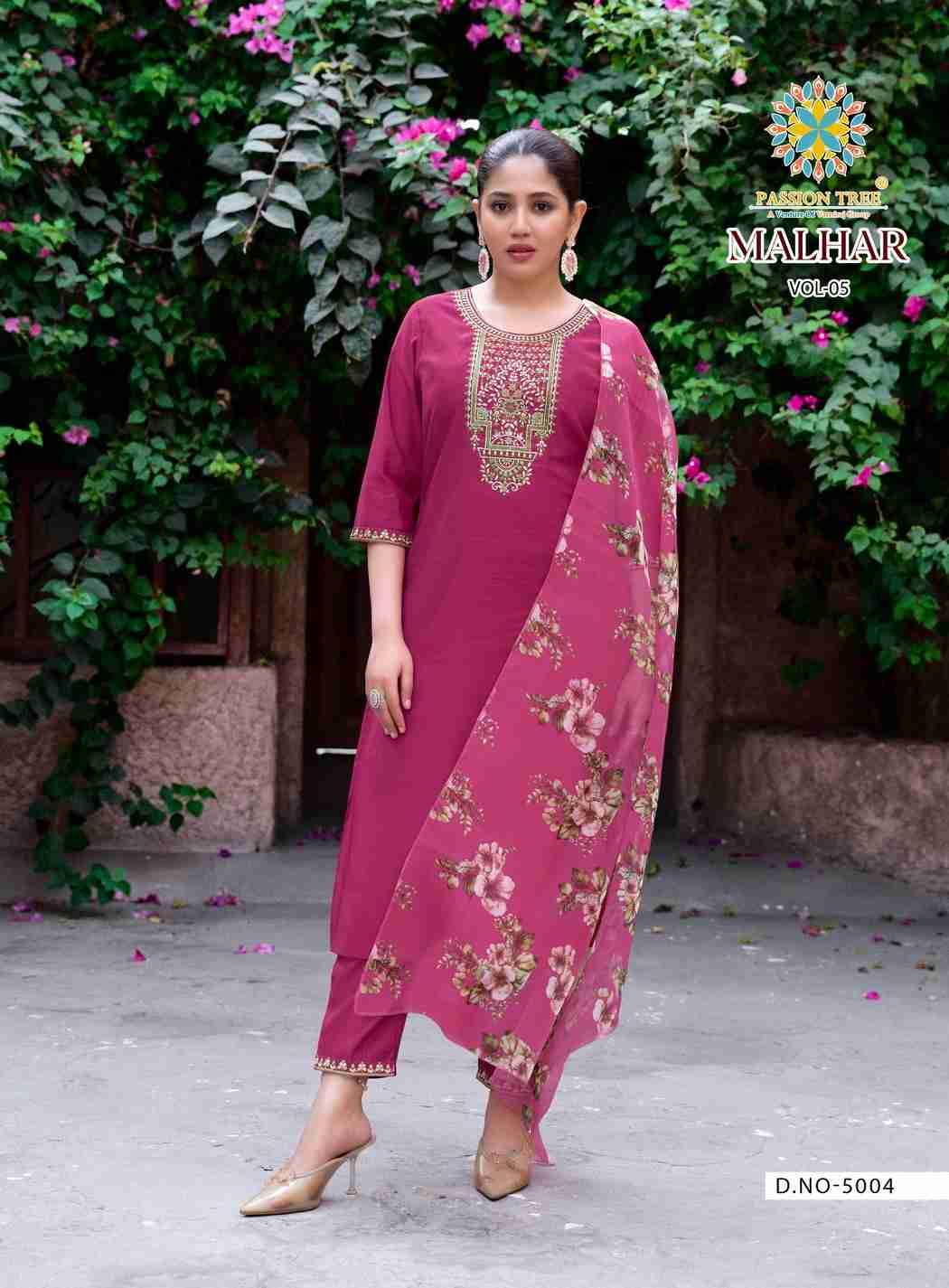 Malhar Vol-5 By Passion Tree 5001 To 5006 Series Beautiful Stylish Festive Suits Fancy Colorful Casual Wear & Ethnic Wear & Ready To Wear Roman Silk Dresses At Wholesale Price