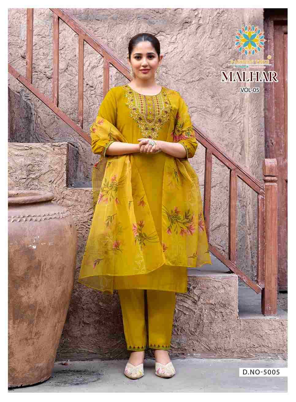 Malhar Vol-5 By Passion Tree 5001 To 5006 Series Beautiful Stylish Festive Suits Fancy Colorful Casual Wear & Ethnic Wear & Ready To Wear Roman Silk Dresses At Wholesale Price
