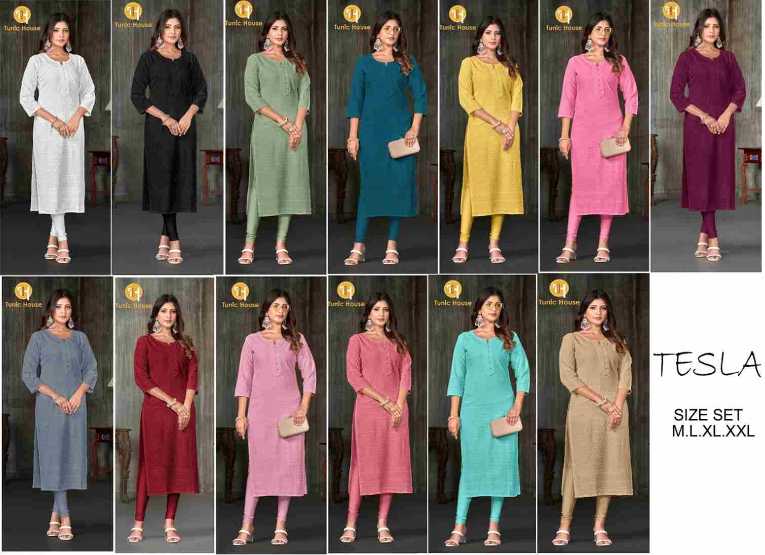 Tesla By Tunic House 01 To 13 Series Designer Stylish Fancy Colorful Beautiful Party Wear & Ethnic Wear Collection Viscose Rayon Print Kurtis At Wholesale Price