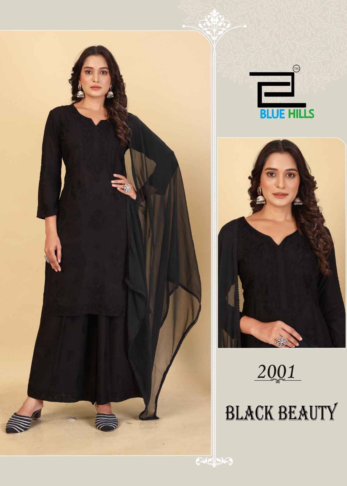 Black Beauty By Blue Hills 2001 To 2004 Series Beautiful Festive Suits Colorful Stylish Fancy Casual Wear & Ethnic Wear Rayon With Work Dresses At Wholesale Price