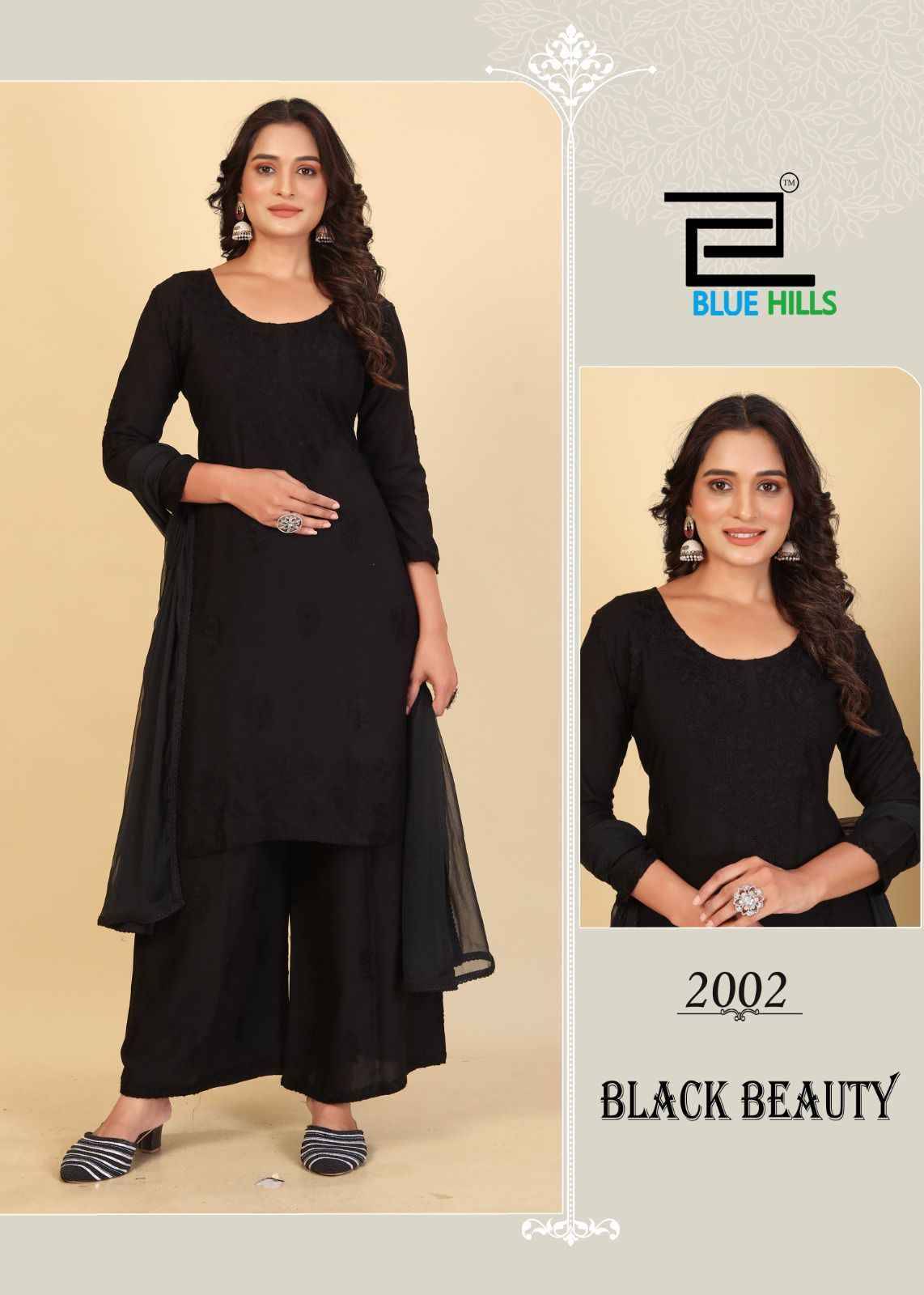 Black Beauty By Blue Hills 2001 To 2004 Series Beautiful Festive Suits Colorful Stylish Fancy Casual Wear & Ethnic Wear Rayon With Work Dresses At Wholesale Price
