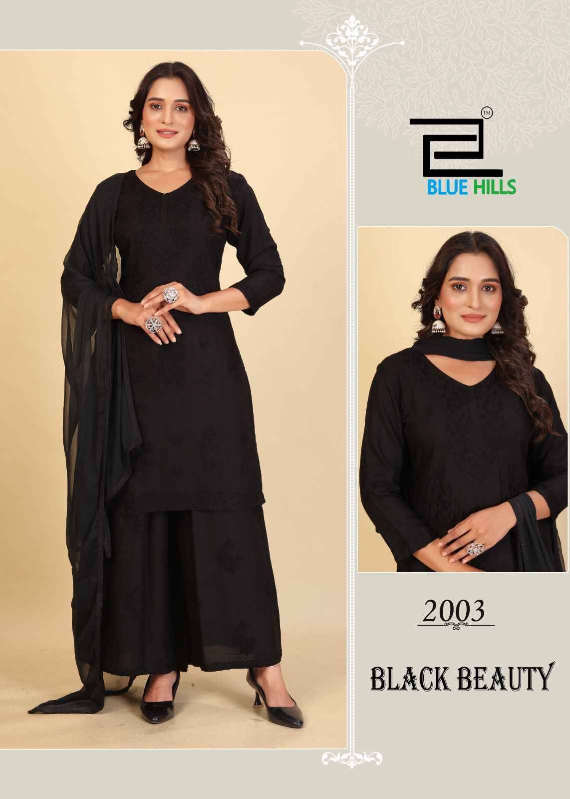 Black Beauty By Blue Hills 2001 To 2004 Series Beautiful Festive Suits Colorful Stylish Fancy Casual Wear & Ethnic Wear Rayon With Work Dresses At Wholesale Price