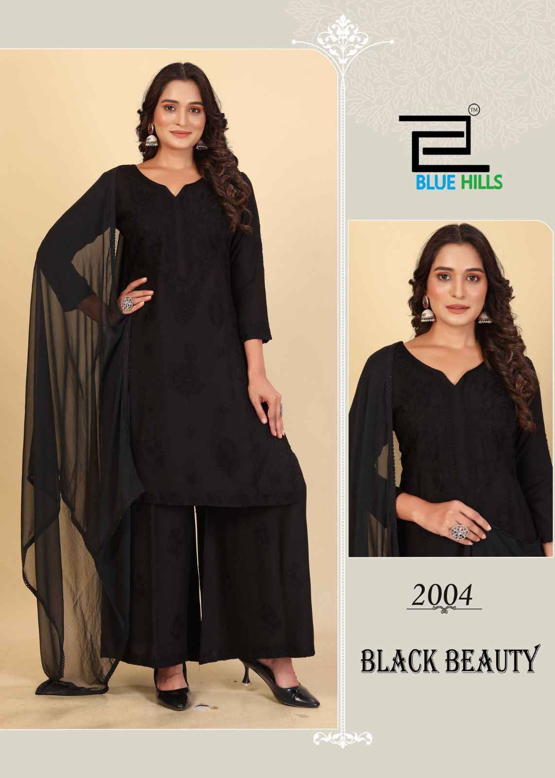 Black Beauty By Blue Hills 2001 To 2004 Series Beautiful Festive Suits Colorful Stylish Fancy Casual Wear & Ethnic Wear Rayon With Work Dresses At Wholesale Price
