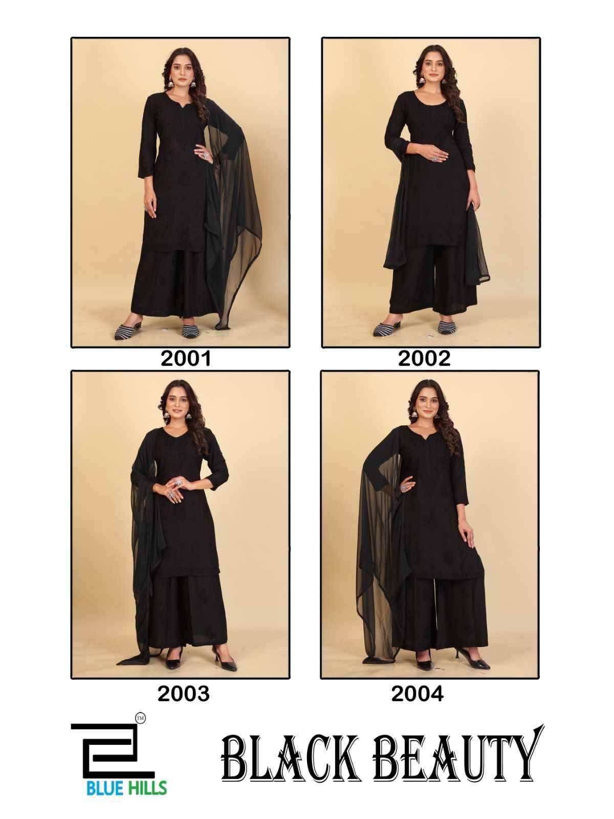 Black Beauty By Blue Hills 2001 To 2004 Series Beautiful Festive Suits Colorful Stylish Fancy Casual Wear & Ethnic Wear Rayon With Work Dresses At Wholesale Price