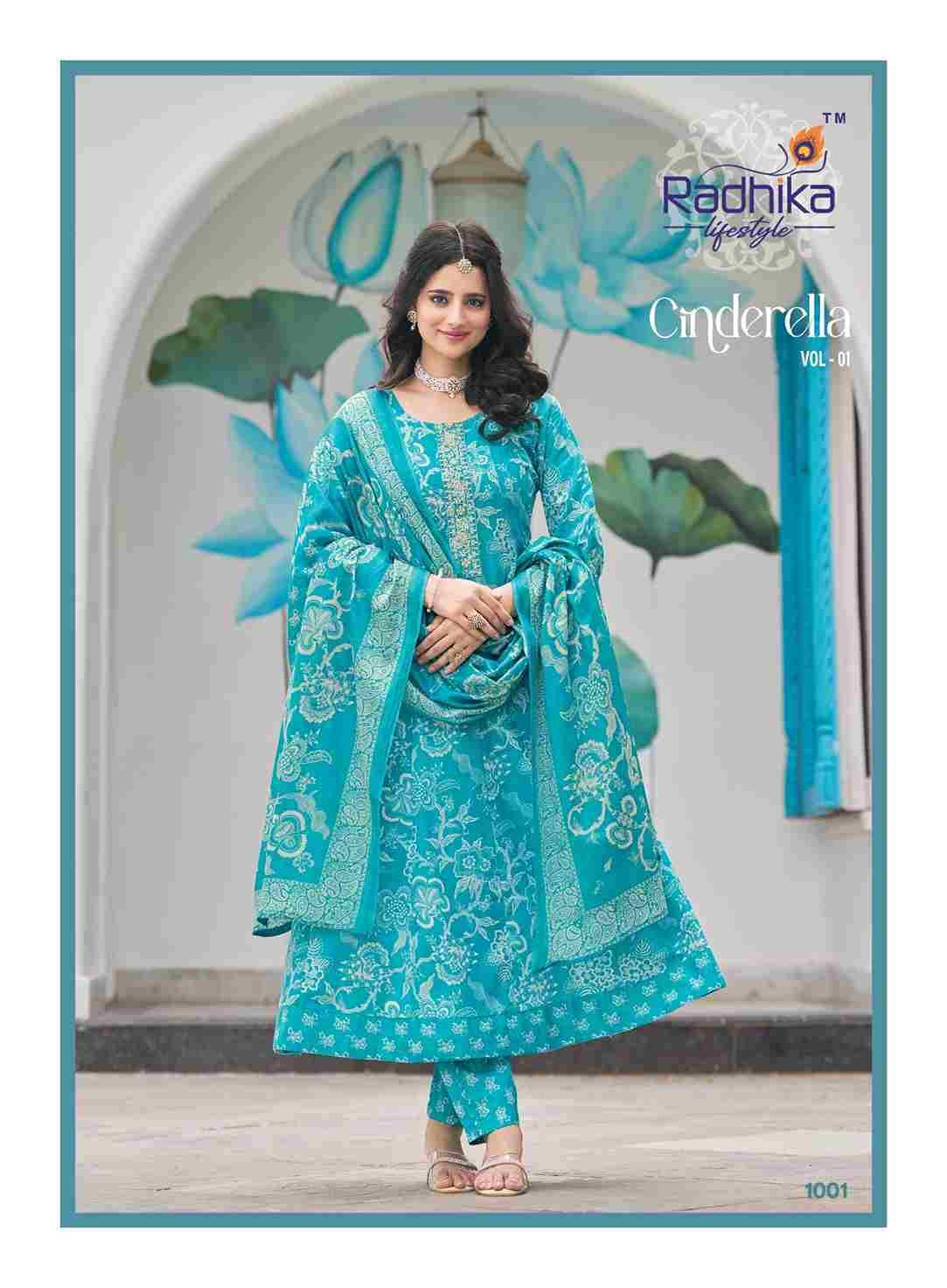 Cinderella Vol-1 By Radhika Lifestyle 1001 To 1008 Series Beautiful Festive Suits Colorful Stylish Fancy Casual Wear & Ethnic Wear Pure Cotton Dresses At Wholesale Price