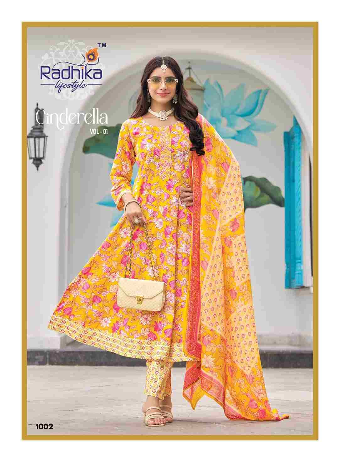 Cinderella Vol-1 By Radhika Lifestyle 1001 To 1008 Series Beautiful Festive Suits Colorful Stylish Fancy Casual Wear & Ethnic Wear Pure Cotton Dresses At Wholesale Price