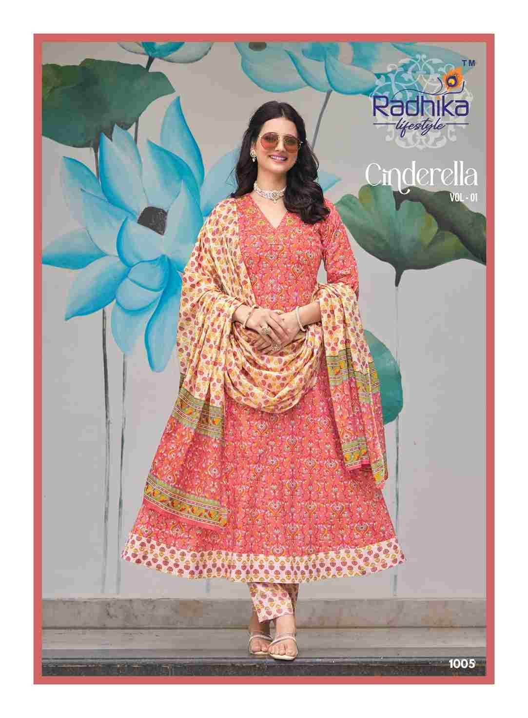 Cinderella Vol-1 By Radhika Lifestyle 1001 To 1008 Series Beautiful Festive Suits Colorful Stylish Fancy Casual Wear & Ethnic Wear Pure Cotton Dresses At Wholesale Price