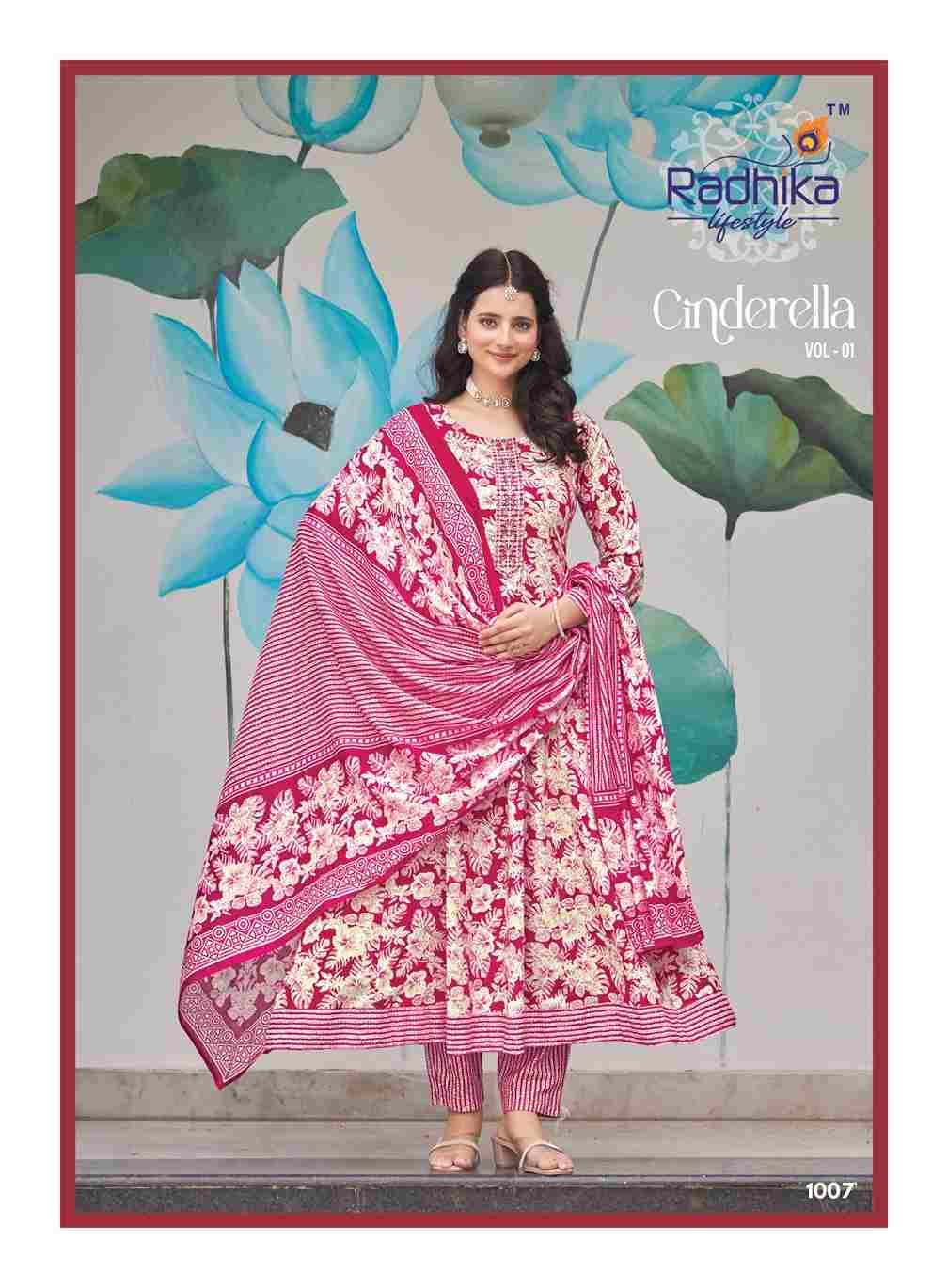 Cinderella Vol-1 By Radhika Lifestyle 1001 To 1008 Series Beautiful Festive Suits Colorful Stylish Fancy Casual Wear & Ethnic Wear Pure Cotton Dresses At Wholesale Price