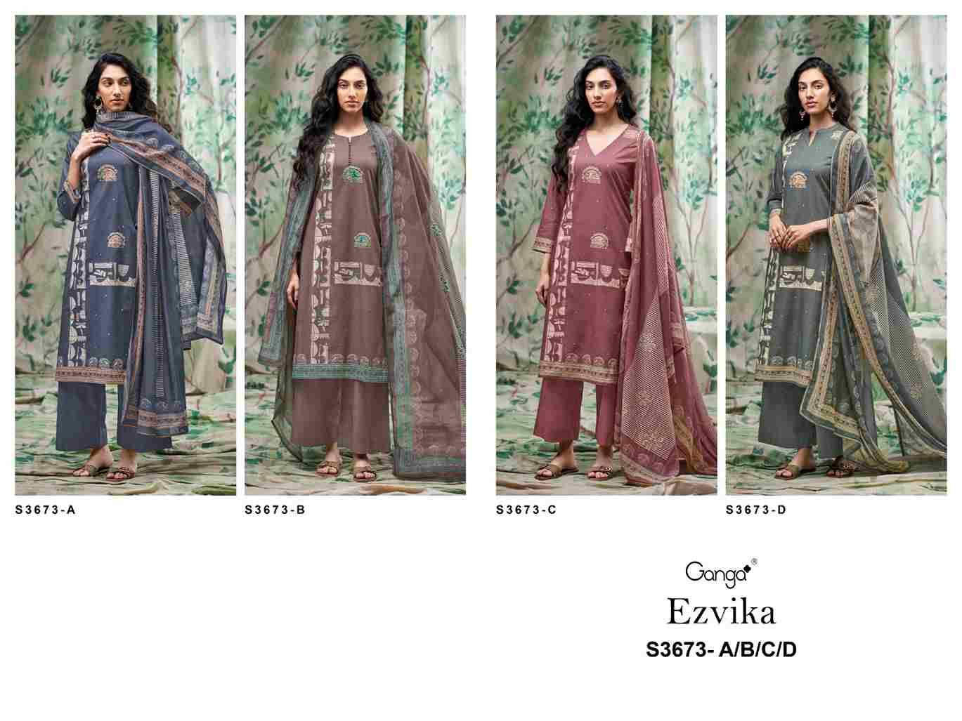 Ezvika-3673 By Ganga Fashion 3673-A To 3673-D Series Beautiful Festive Suits Colorful Stylish Fancy Casual Wear & Ethnic Wear Premium Cotton Dresses At Wholesale Price