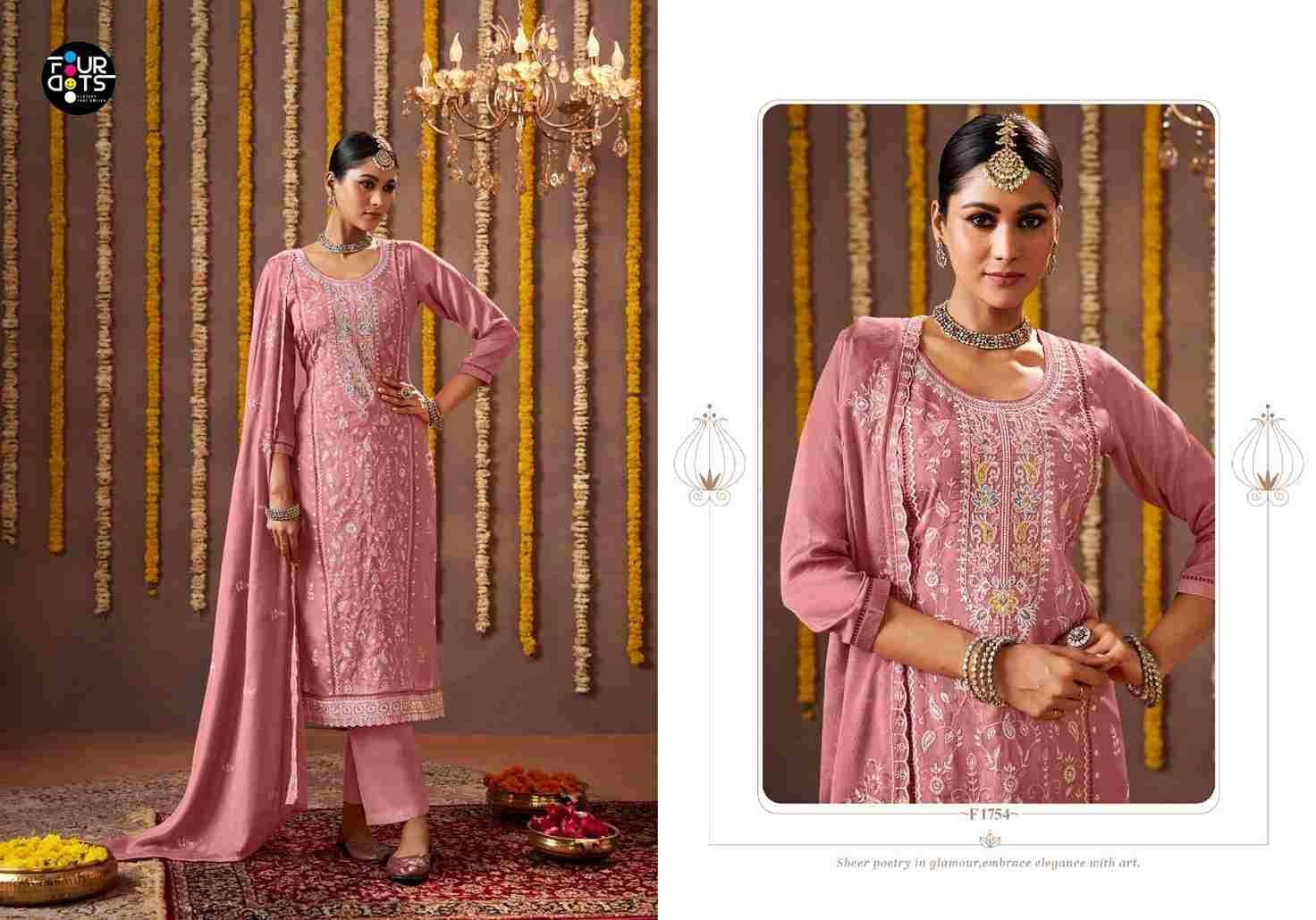 Sharvari By Four Dots 1751 To 1754 Series Beautiful Festive Suits Colorful Stylish Fancy Casual Wear & Ethnic Wear Pure Chinnon Dresses At Wholesale Price