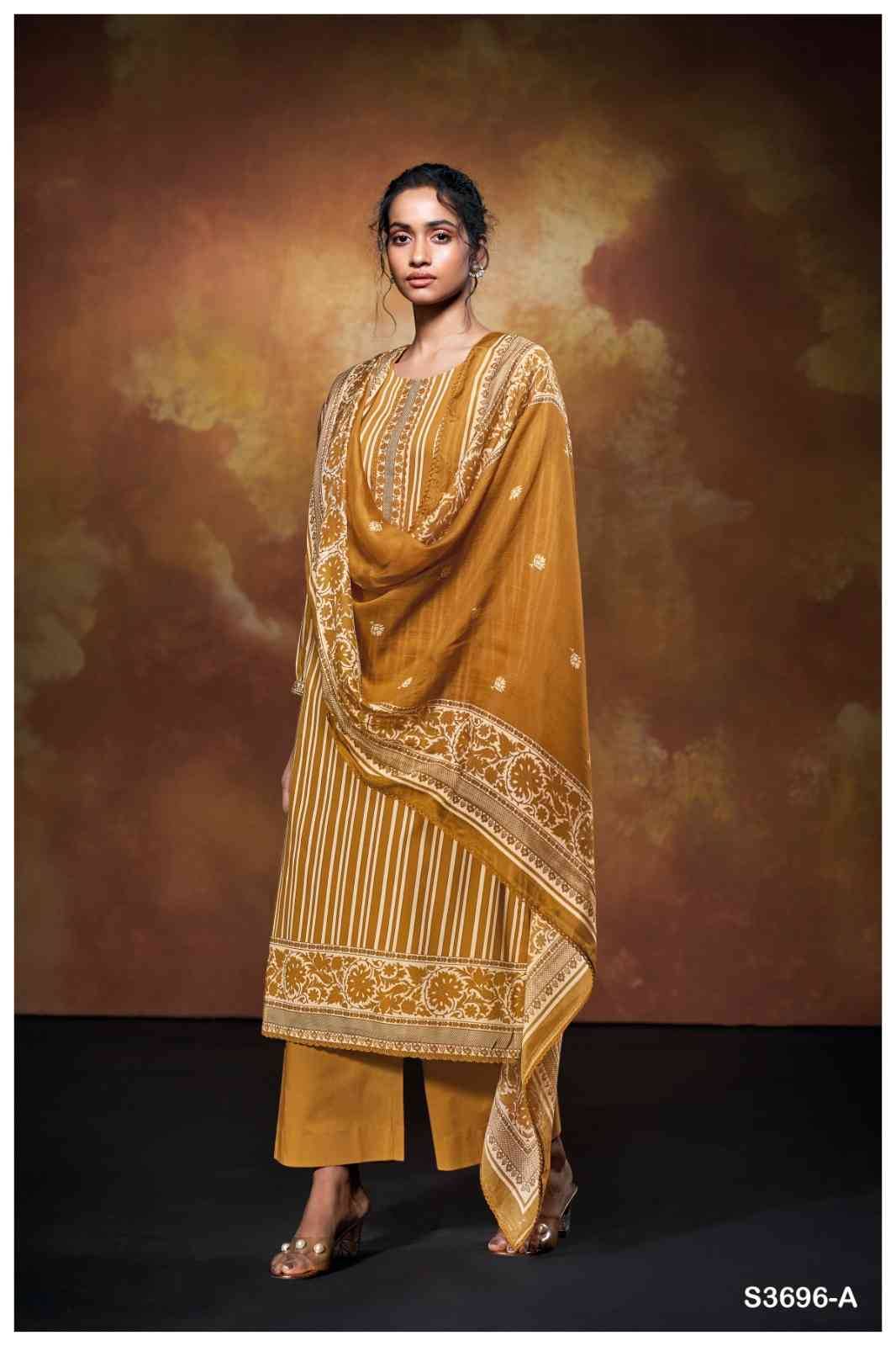 Nilofer-3696 By Ganga Fashion 3696-A To 3696-D Series Beautiful Festive Suits Colorful Stylish Fancy Casual Wear & Ethnic Wear Premium Cotton Satin Dresses At Wholesale Price