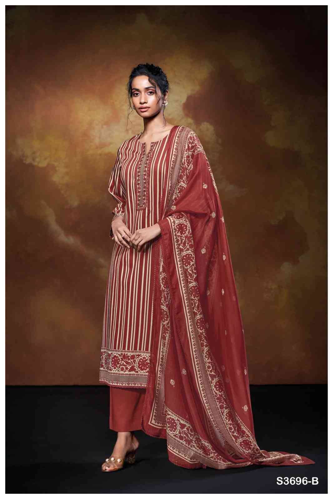 Nilofer-3696 By Ganga Fashion 3696-A To 3696-D Series Beautiful Festive Suits Colorful Stylish Fancy Casual Wear & Ethnic Wear Premium Cotton Satin Dresses At Wholesale Price