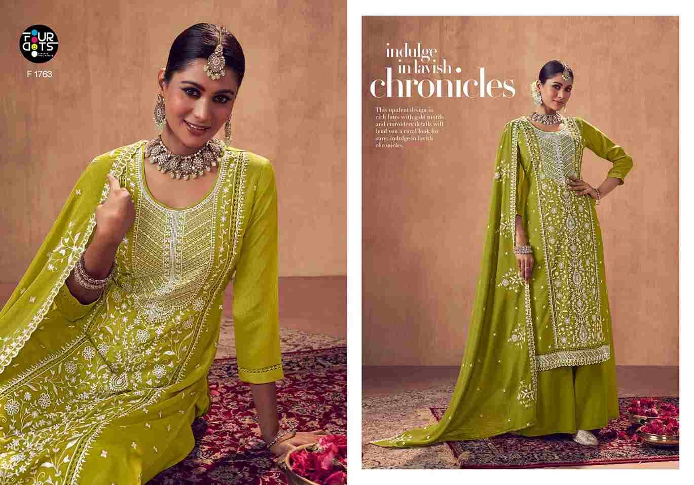 Gagan By Four Dots 1761 To 1764 Series Beautiful Festive Suits Colorful Stylish Fancy Casual Wear & Ethnic Wear Pure Chinnon Dresses At Wholesale Price