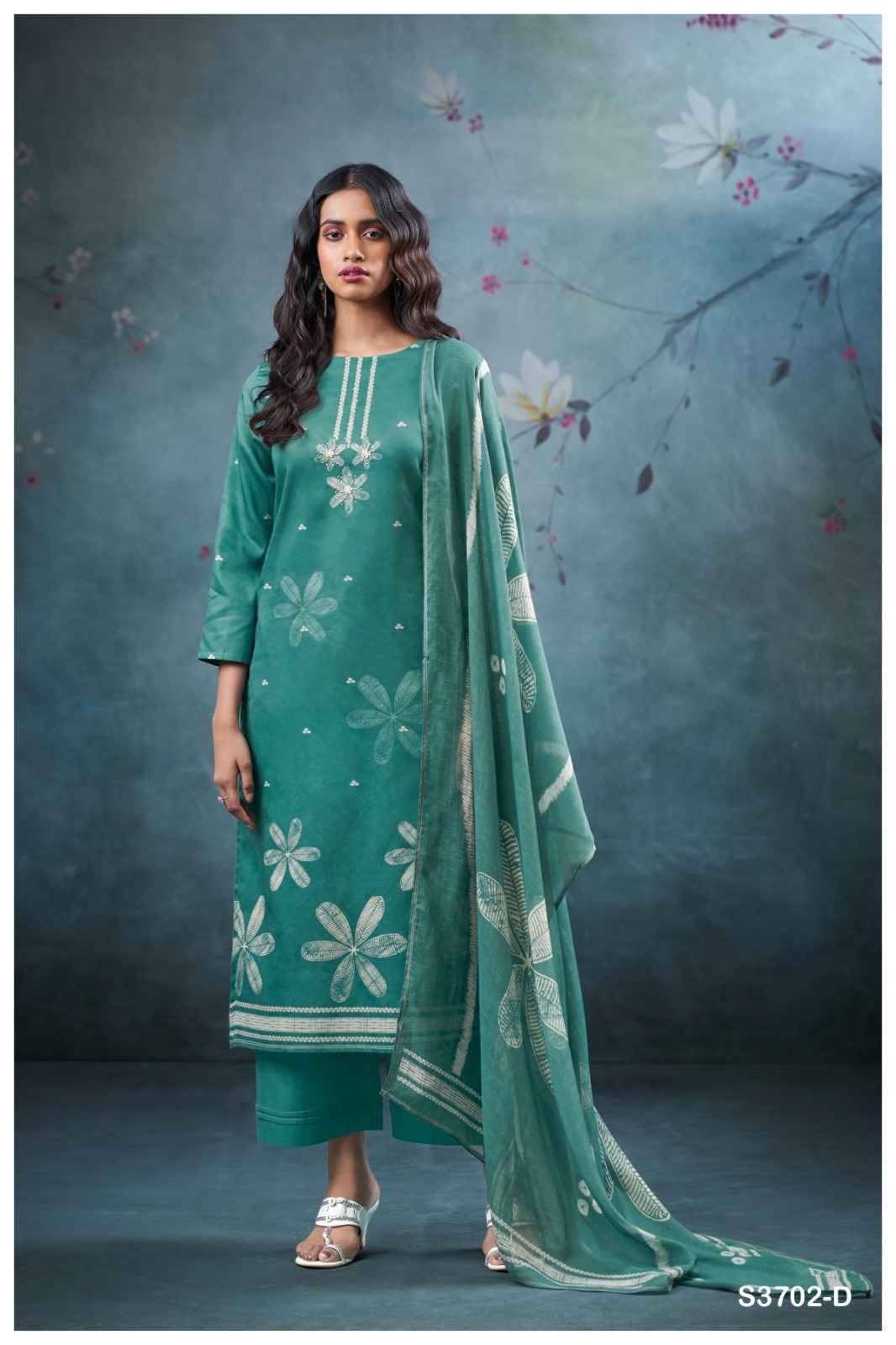 Ulani-3702 By Ganga Fashion 3702-A To 3702-D Series Beautiful Festive Suits Colorful Stylish Fancy Casual Wear & Ethnic Wear Premium Cotton Satin Dresses At Wholesale Price