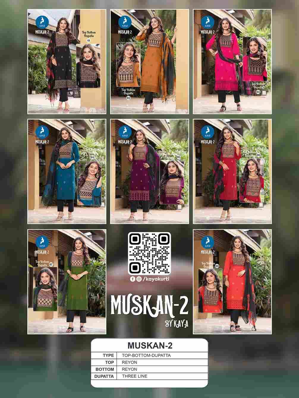 Muskan Vol-2 By Kaya 01 To 08 Series Beautiful Stylish Festive Suits Fancy Colorful Casual Wear & Ethnic Wear & Ready To Wear Rayon Dresses At Wholesale Price