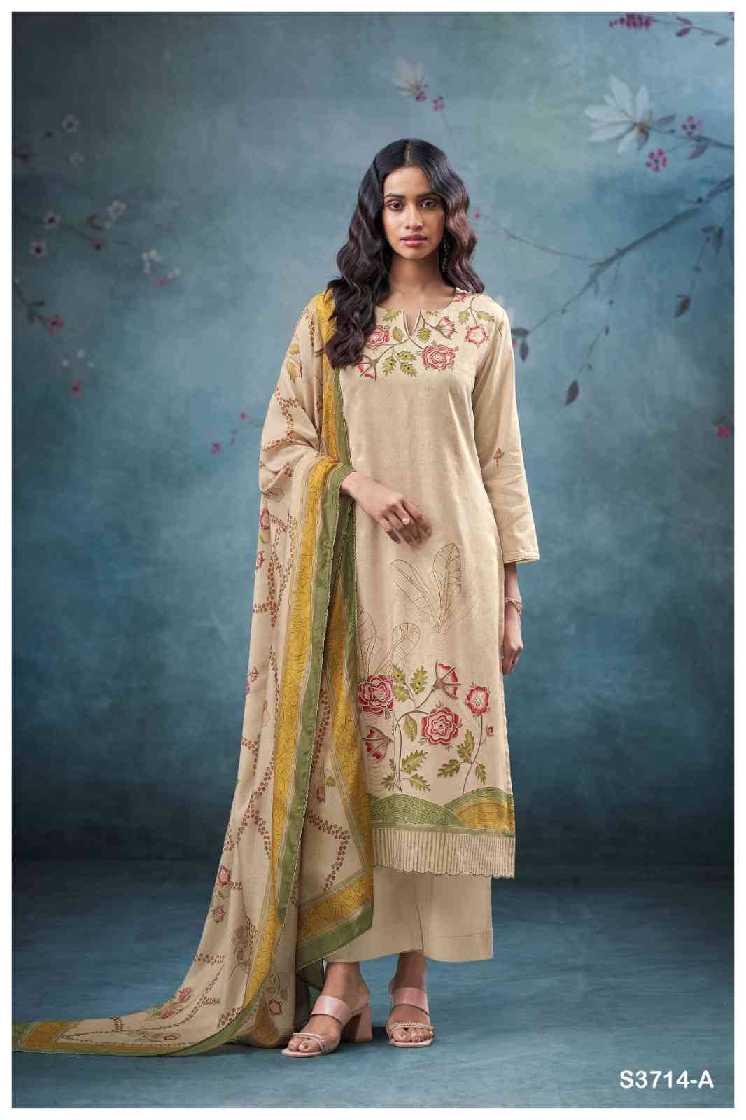 Winter-3714 By Ganga Fashion 3714-A To 3714-D Series Beautiful Festive Suits Colorful Stylish Fancy Casual Wear & Ethnic Wear Premium Cotton Satin Dresses At Wholesale Price